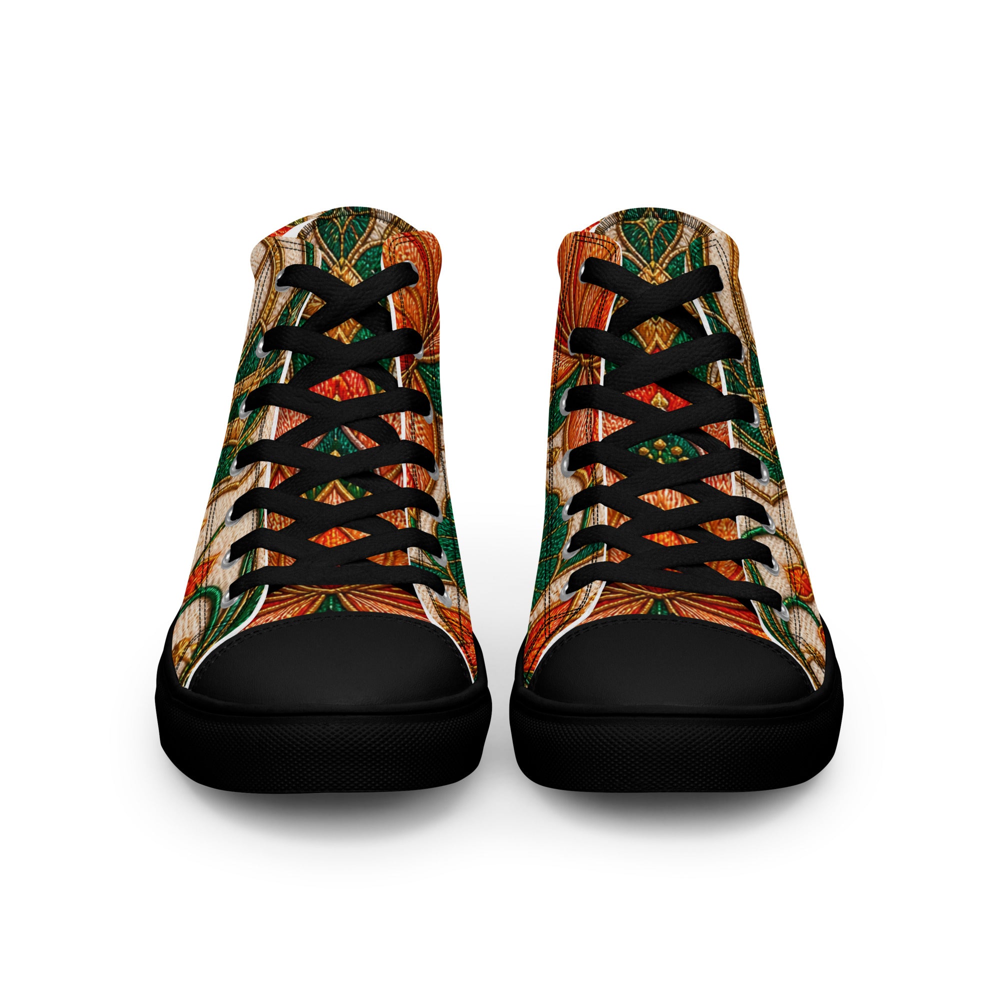Women’s high top canvas shoes - Golden Lotus Bloom: Women’s High Top Canvas Shoes - Elegant Floral Art Nouveau Design by printfluence.net