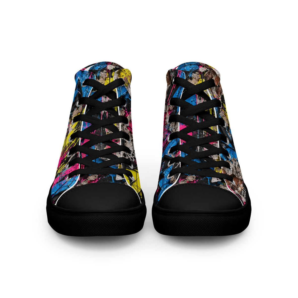 Heritage Bloom Lovers | Women’s High-Top Canvas Shoes — Vibrant Urban Graffiti Art and Streetwear Paint Drip Pattern by printfluence