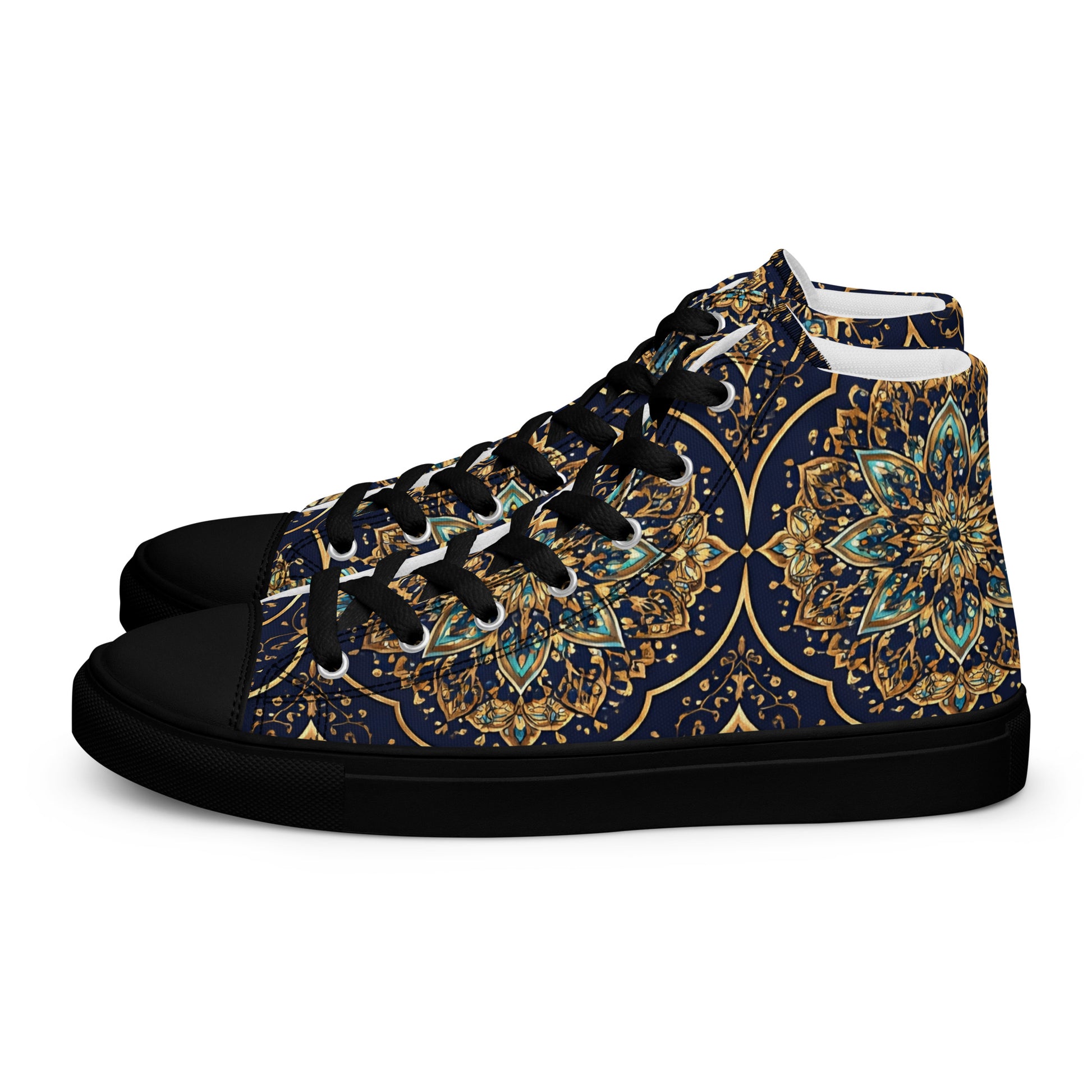 Women’s high top canvas shoes - Luxury Circle High Top Canvas – Elegant Symmetrical Pattern Women's Shoes by printfluence.net