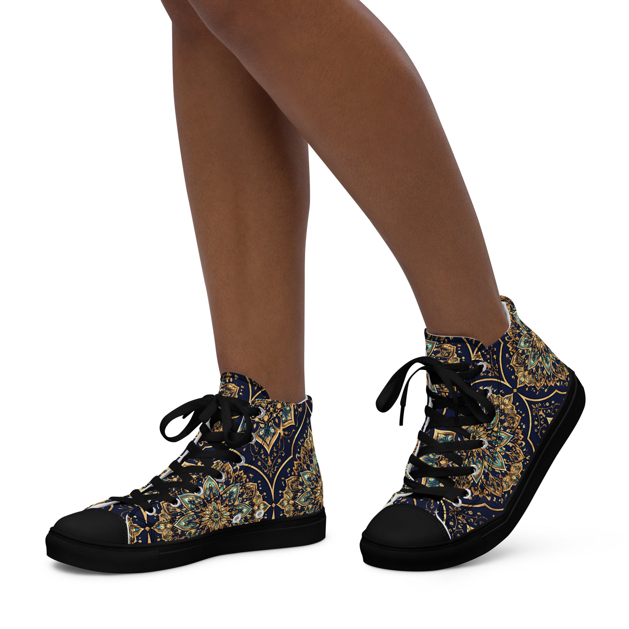 Women’s high top canvas shoes - Luxury Circle High Top Canvas – Elegant Symmetrical Pattern Women's Shoes by printfluence.net