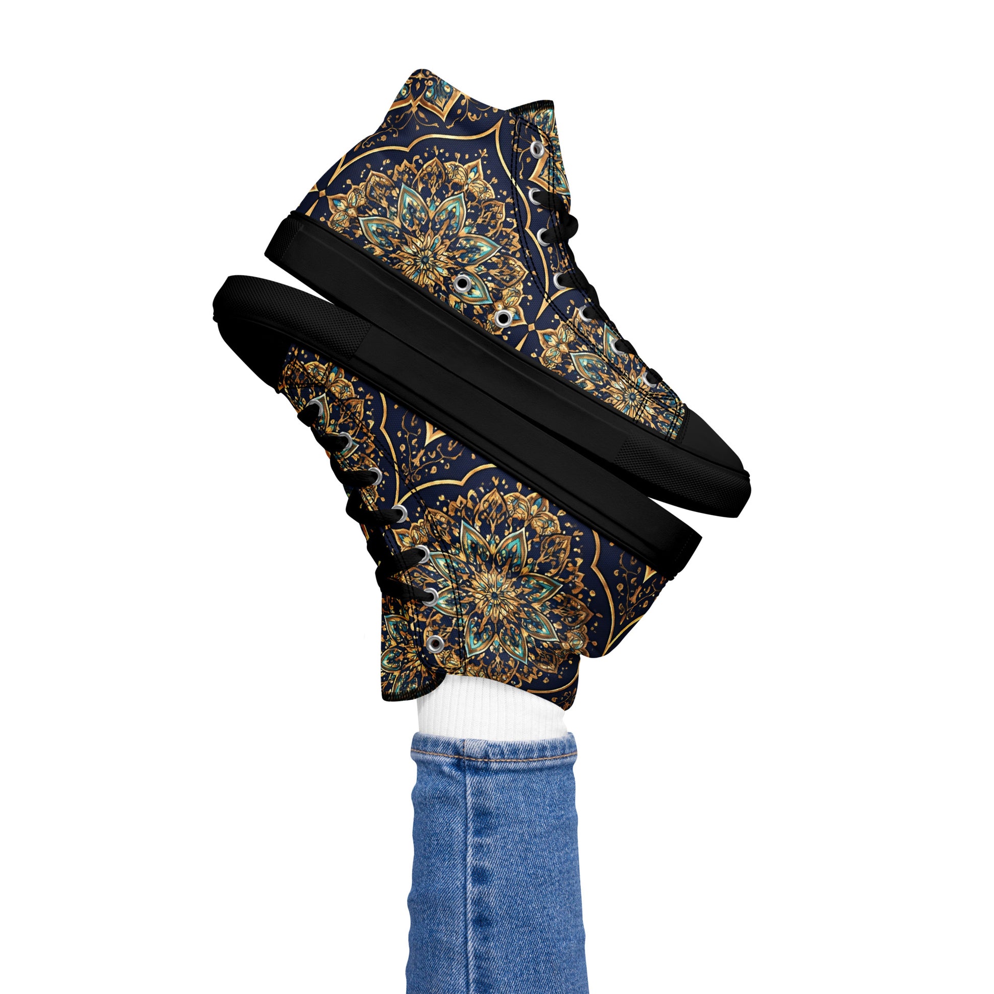 Women’s high top canvas shoes - Luxury Circle High Top Canvas – Elegant Symmetrical Pattern Women's Shoes by printfluence.net
