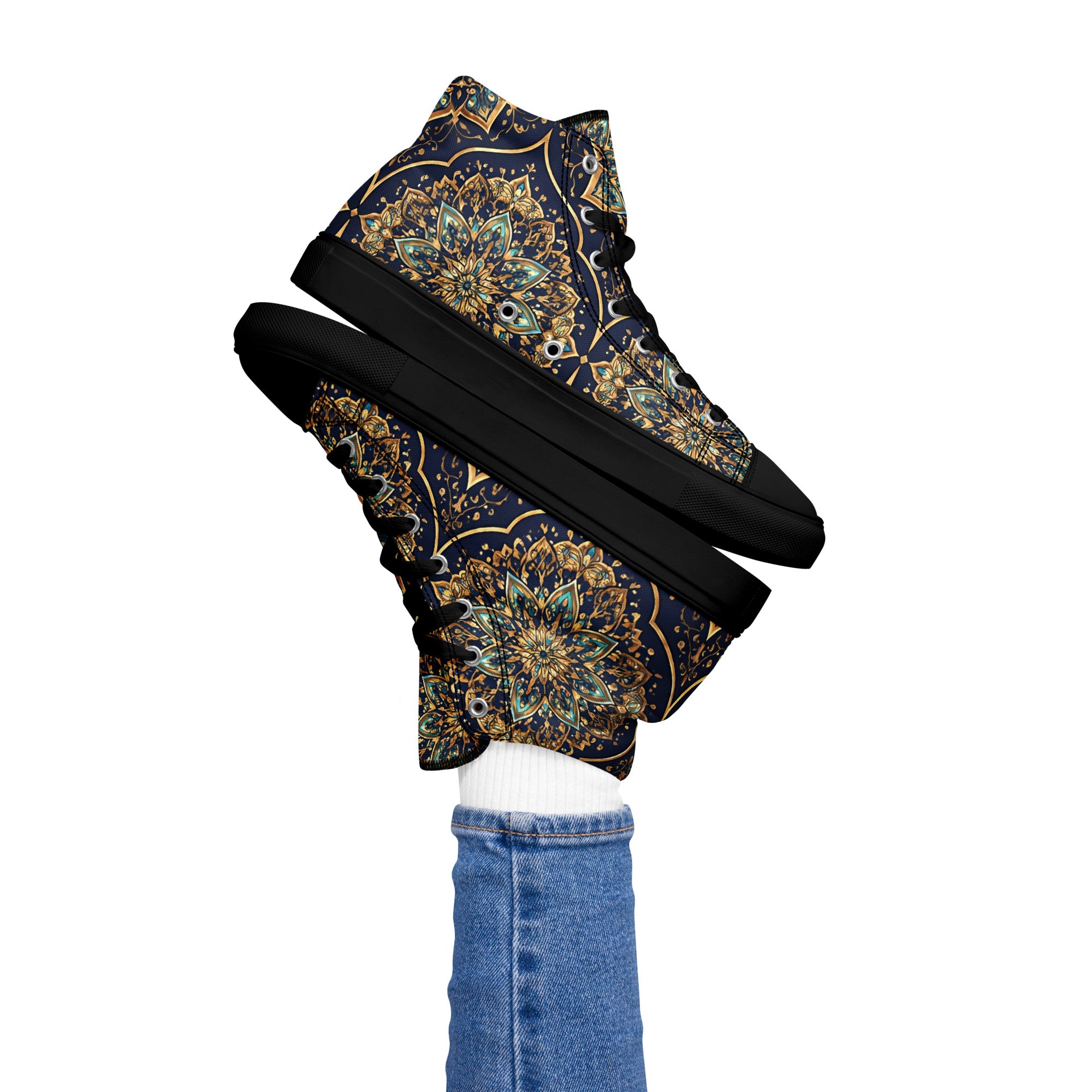 Women’s high top canvas shoes - Luxury Circle High Top Canvas – Elegant Symmetrical Pattern Women's Shoes by printfluence.net