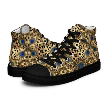 Women’s high top canvas shoes - Enchanted Leopard & Peacock High Top Canvas Shoes – Bold Exotic Fashion by printfluence.net