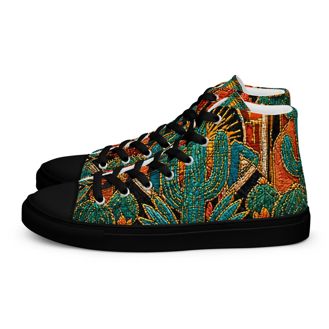 Women’s high top canvas shoes - Desert Oasis: Women’s High Top Canvas Shoes - Southwestern Cactus & Floral Art by printfluence.net