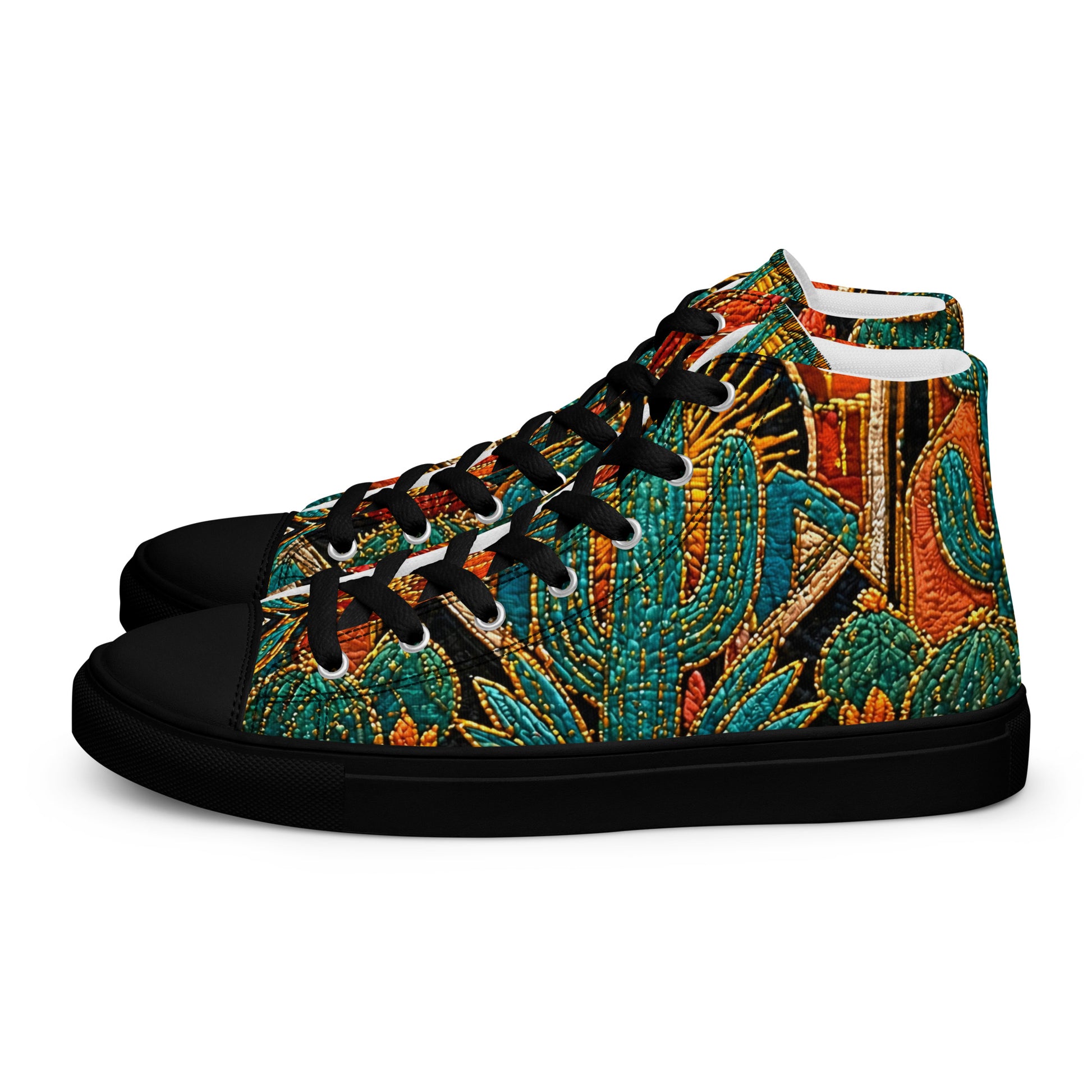 Women’s high top canvas shoes - Desert Oasis: Women’s High Top Canvas Shoes - Southwestern Cactus & Floral Art by printfluence.net
