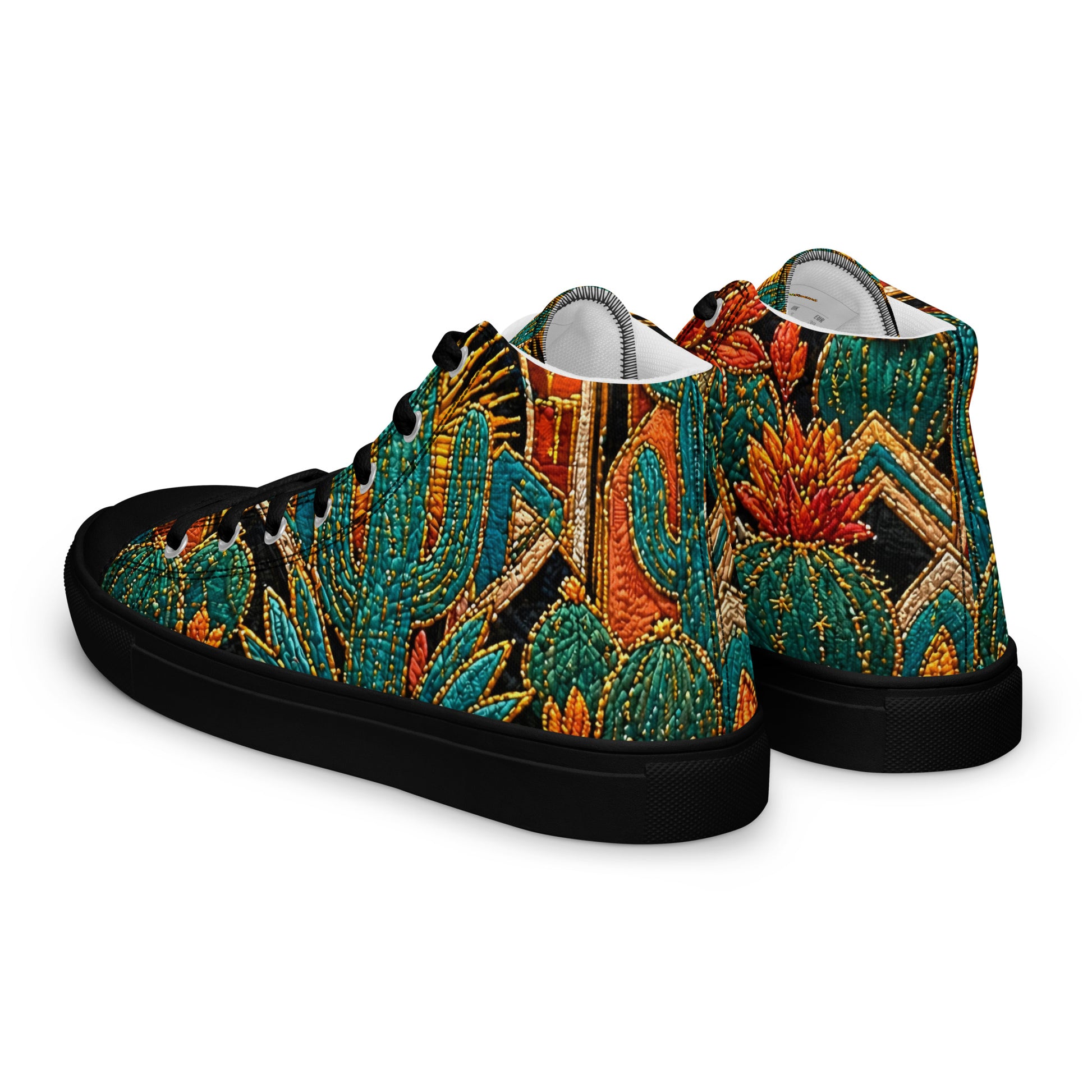 Women’s high top canvas shoes - Desert Oasis: Women’s High Top Canvas Shoes - Southwestern Cactus & Floral Art by printfluence.net