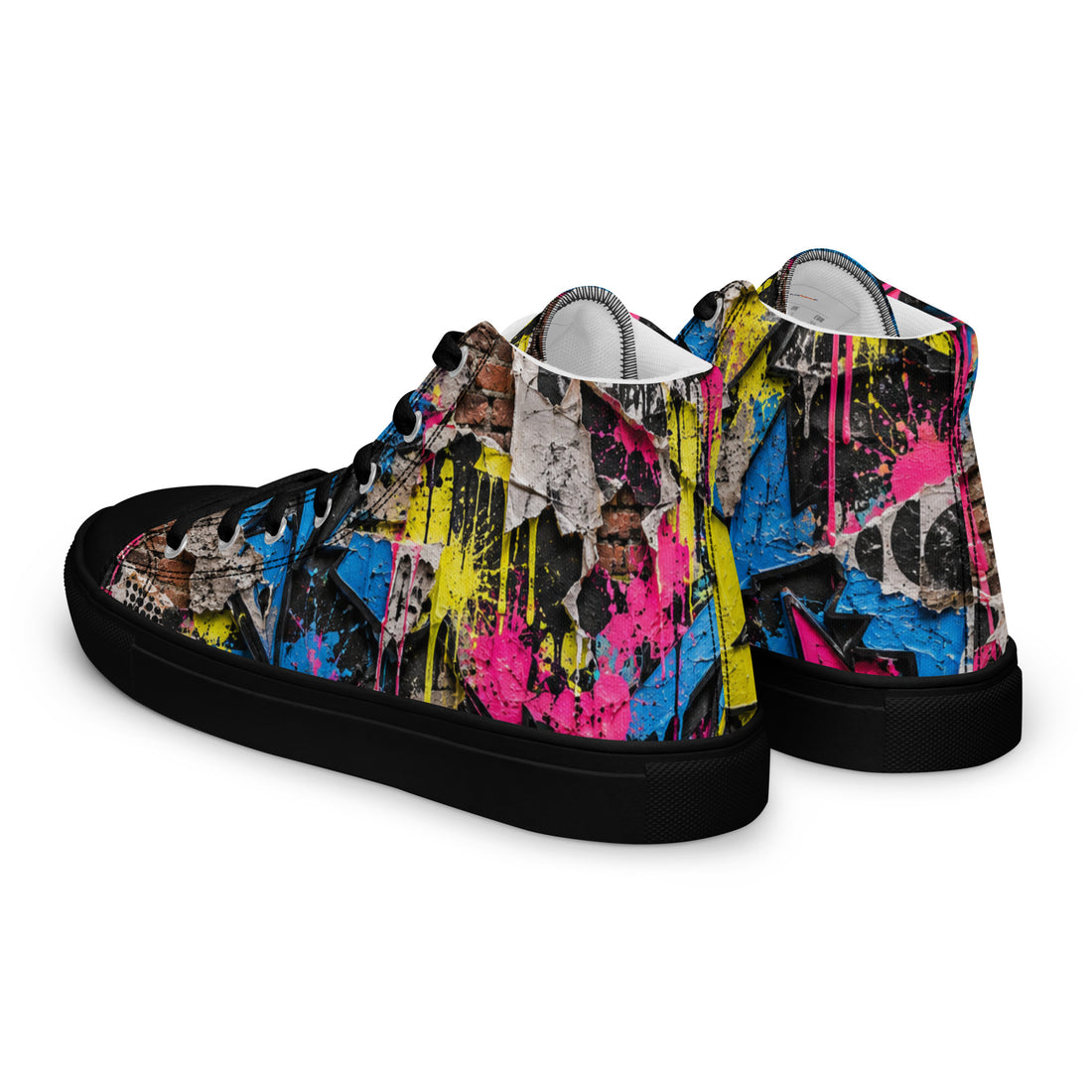 Heritage Bloom Lovers | Women’s High-Top Canvas Shoes — Vibrant Urban Graffiti Art and Streetwear Paint Drip Pattern by printfluence