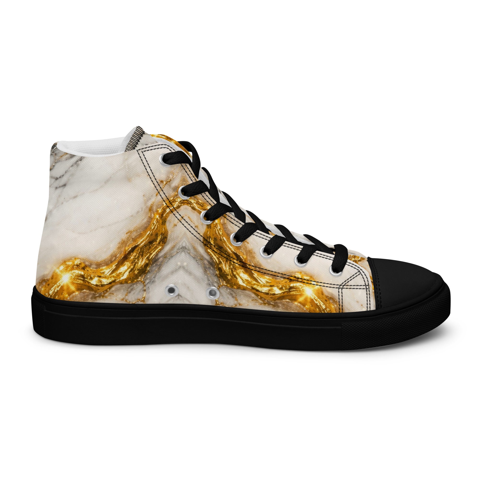 Women’s high top canvas shoes - Gold Vein Marble High Tops – Women's Luxe Marble Canvas Sneakers by printfluence.net