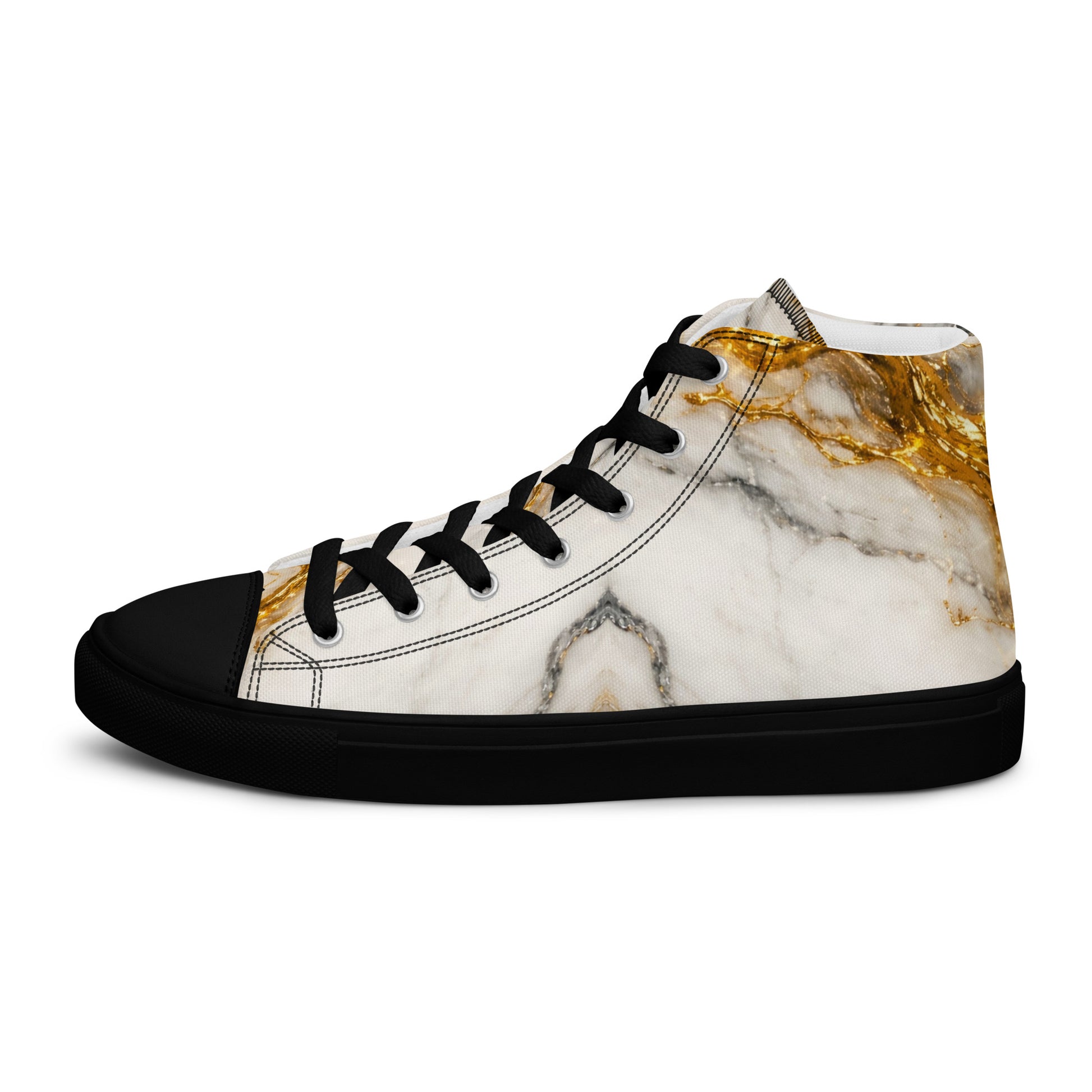 Women’s high top canvas shoes - Gold Vein Marble High Tops – Women's Luxe Marble Canvas Sneakers by printfluence.net