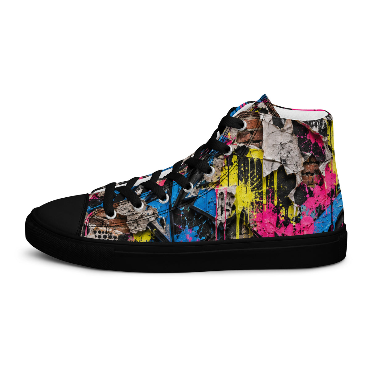 Heritage Bloom Lovers | Women’s High-Top Canvas Shoes — Vibrant Urban Graffiti Art and Streetwear Paint Drip Pattern by printfluence