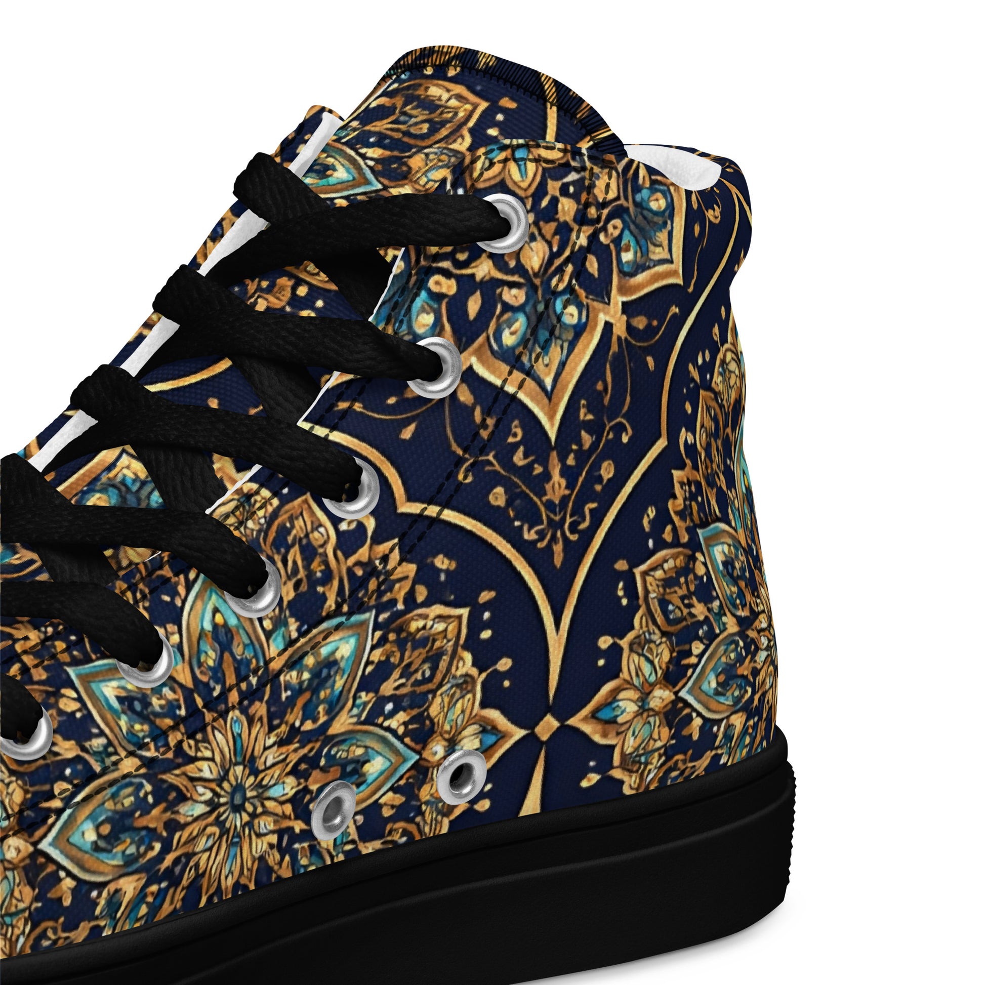 Women’s high top canvas shoes - Luxury Circle High Top Canvas – Elegant Symmetrical Pattern Women's Shoes by printfluence.net