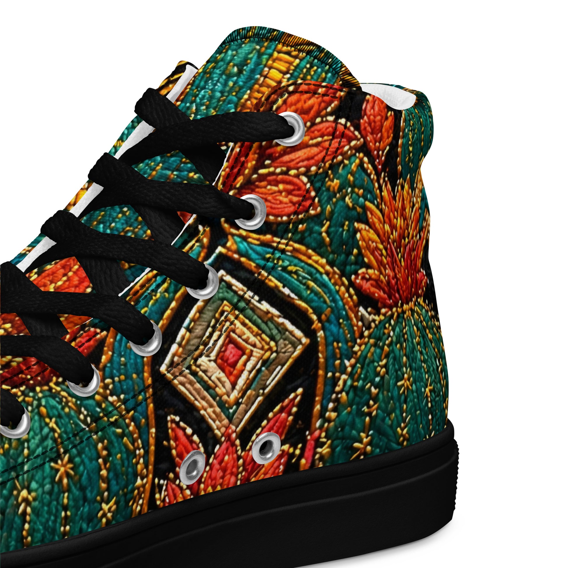 Women’s high top canvas shoes - Desert Oasis: Women’s High Top Canvas Shoes - Southwestern Cactus & Floral Art by printfluence.net