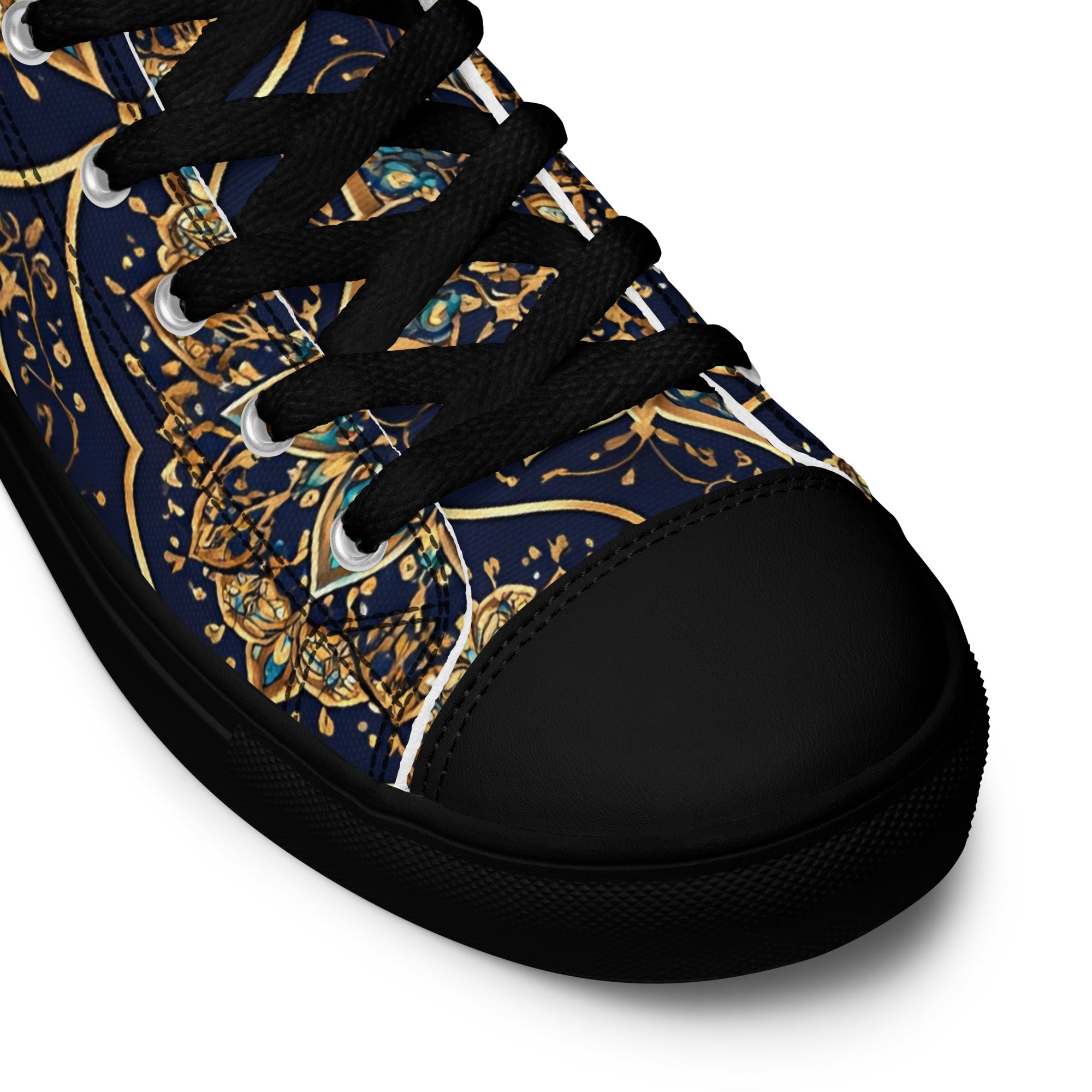 Women’s high top canvas shoes - Luxury Circle High Top Canvas – Elegant Symmetrical Pattern Women's Shoes by printfluence.net