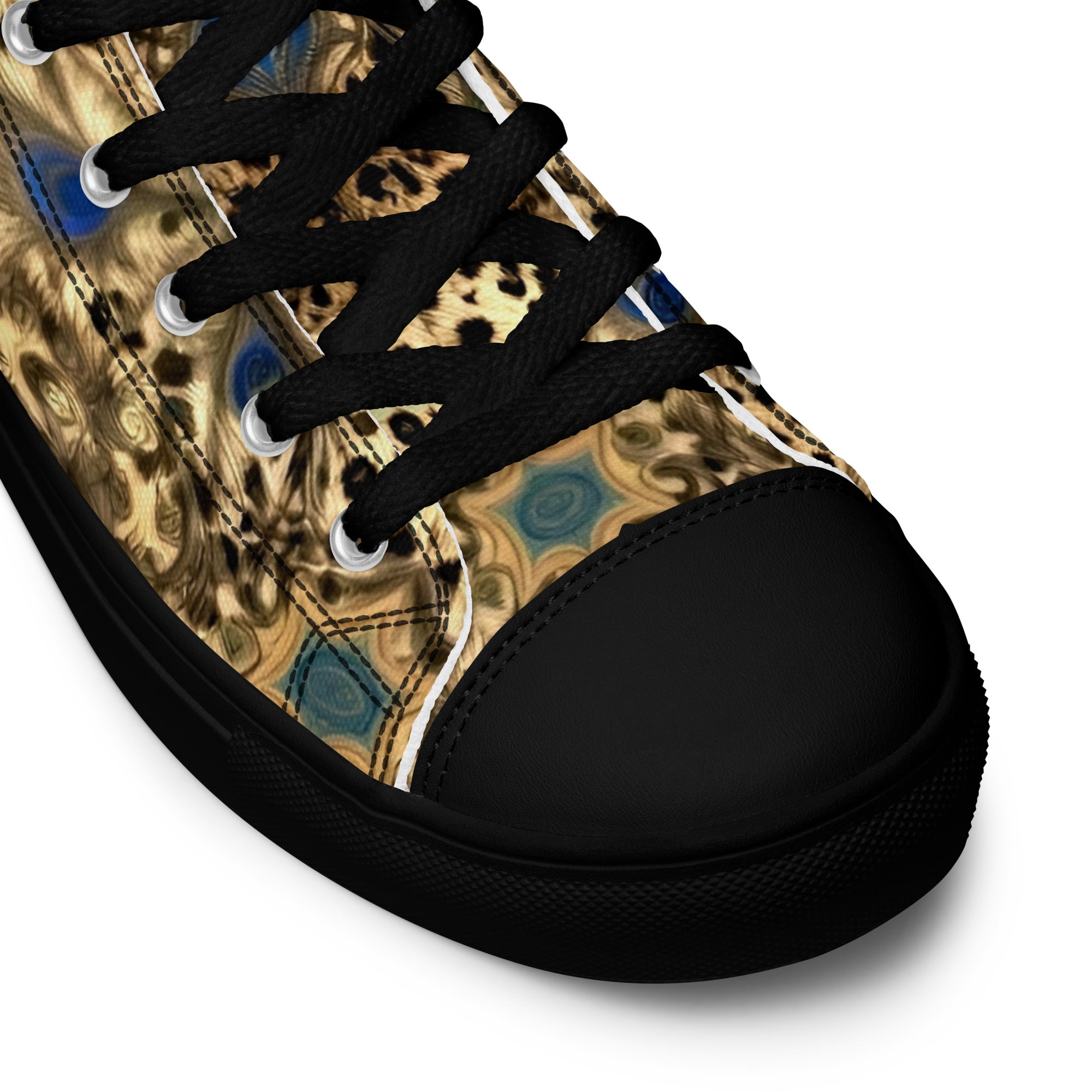 Women’s high top canvas shoes - Enchanted Leopard & Peacock High Top Canvas Shoes – Bold Exotic Fashion by printfluence.net
