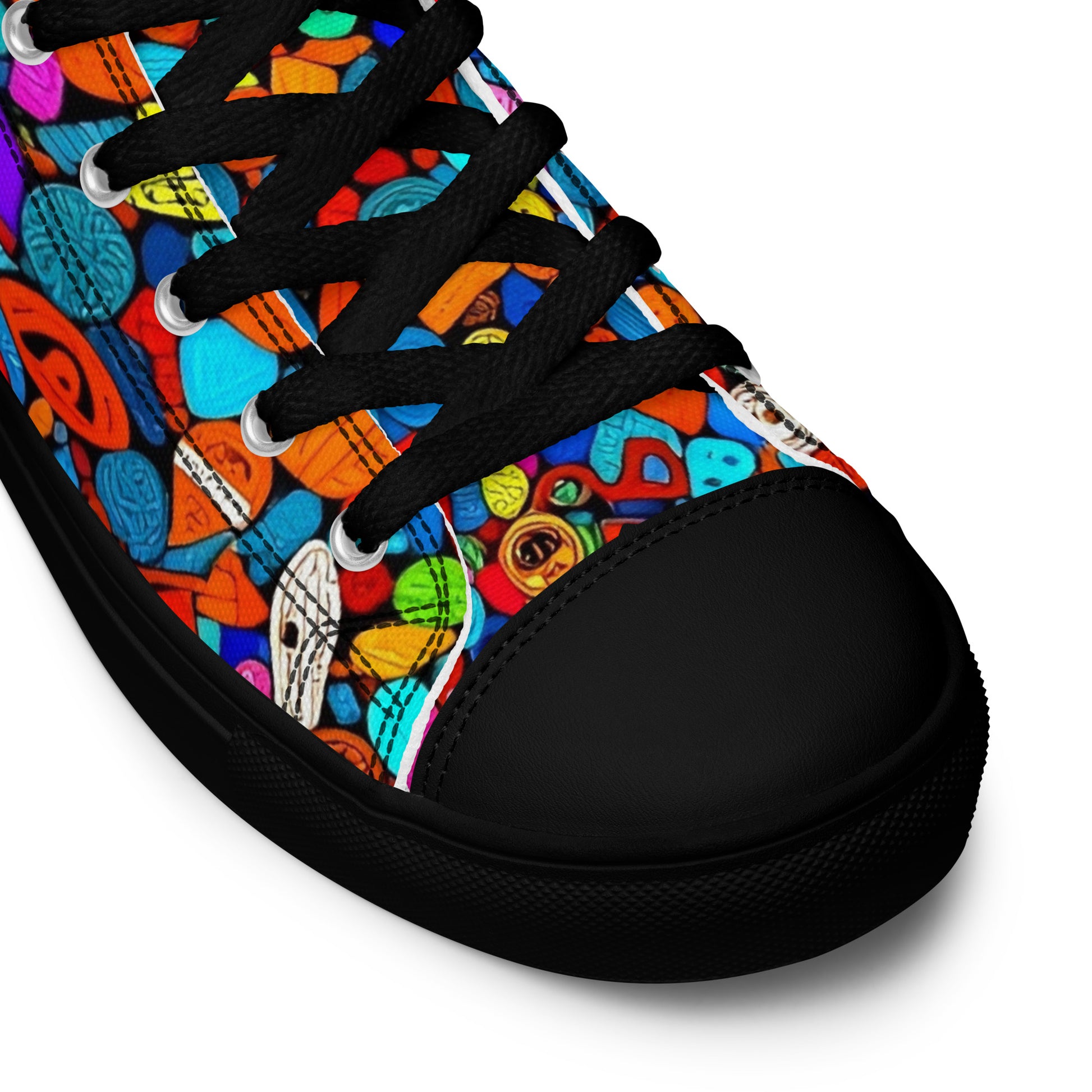 Women’s high top canvas shoes - Red Icon Pattern High Top Canvas Shoes – Bold Women’s Sneakers with Trendy All-Over Print by printfluence.net