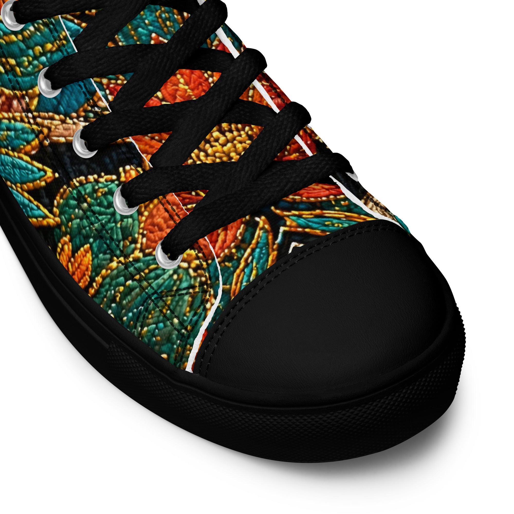 Women’s high top canvas shoes - Desert Oasis: Women’s High Top Canvas Shoes - Southwestern Cactus & Floral Art by printfluence.net