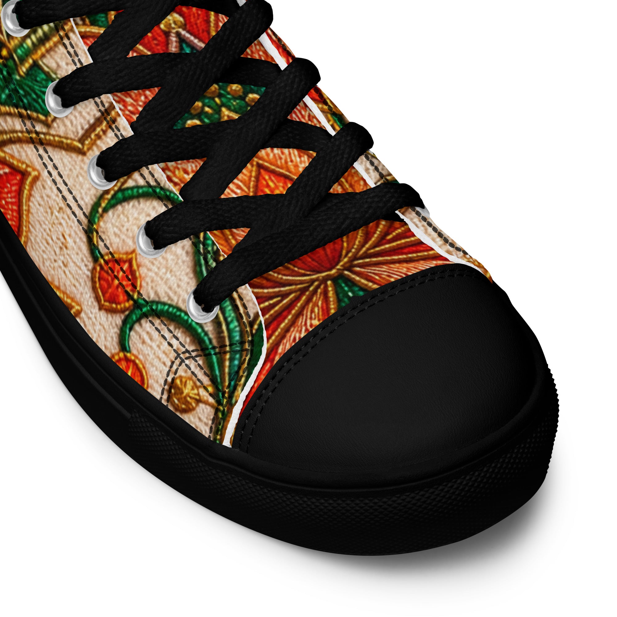 Women’s high top canvas shoes - Golden Lotus Bloom: Women’s High Top Canvas Shoes - Elegant Floral Art Nouveau Design by printfluence.net