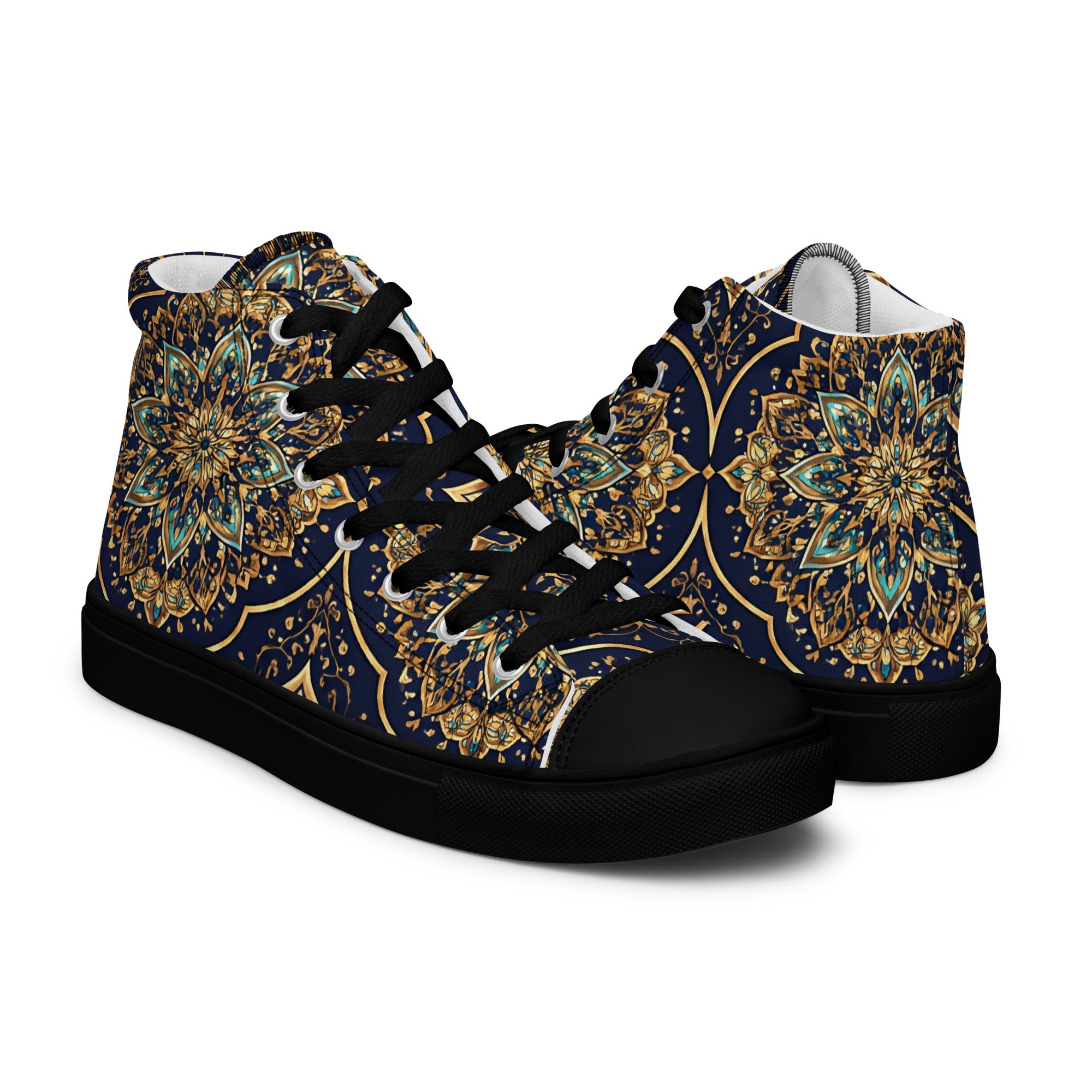 Women’s high top canvas shoes - Luxury Circle High Top Canvas – Elegant Symmetrical Pattern Women's Shoes by printfluence.net