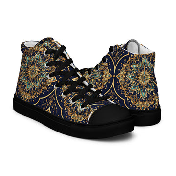 Women’s high top canvas shoes - Luxury Circle High Top Canvas – Elegant Symmetrical Pattern Women's Shoes by printfluence.net