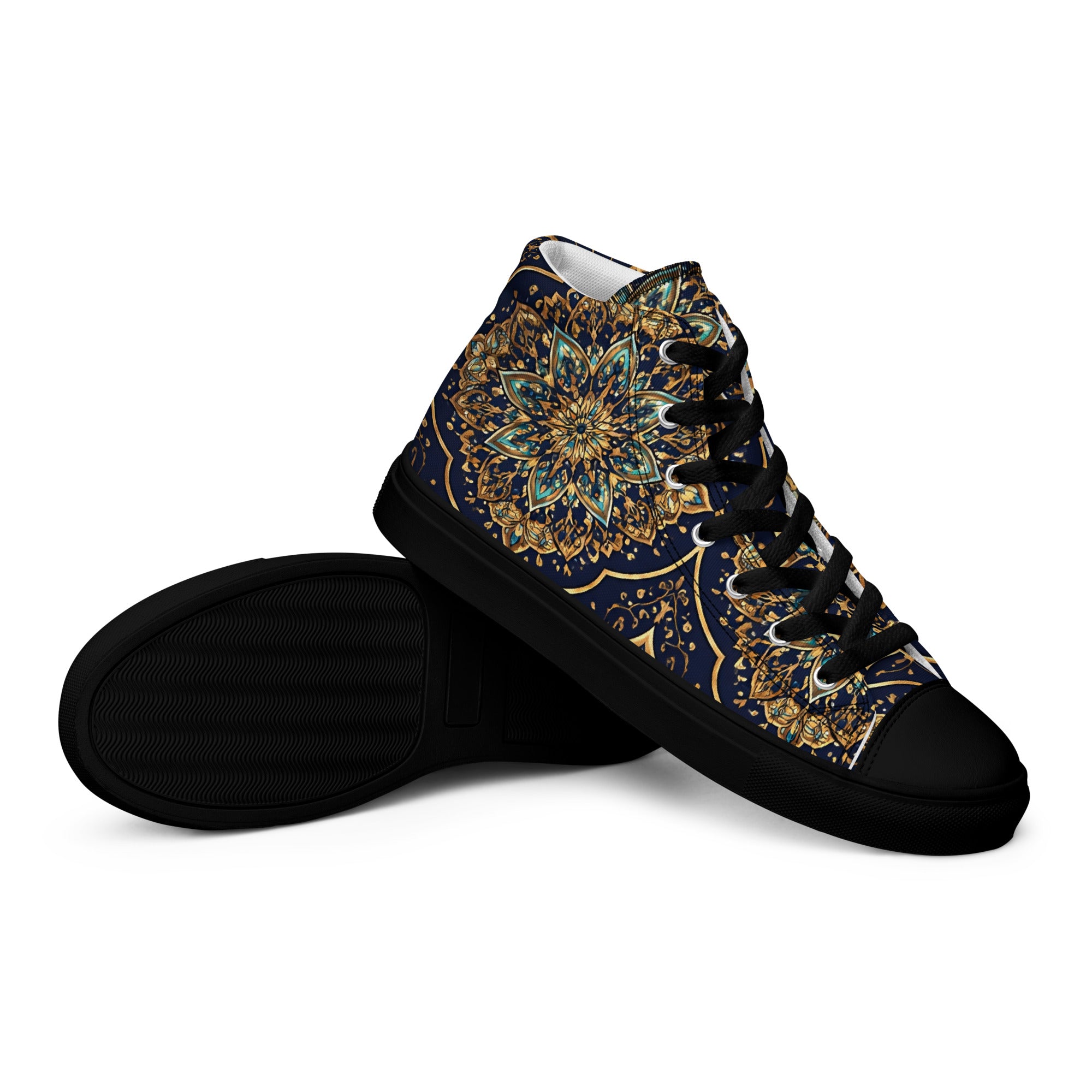 Women’s high top canvas shoes - Luxury Circle High Top Canvas – Elegant Symmetrical Pattern Women's Shoes by printfluence.net