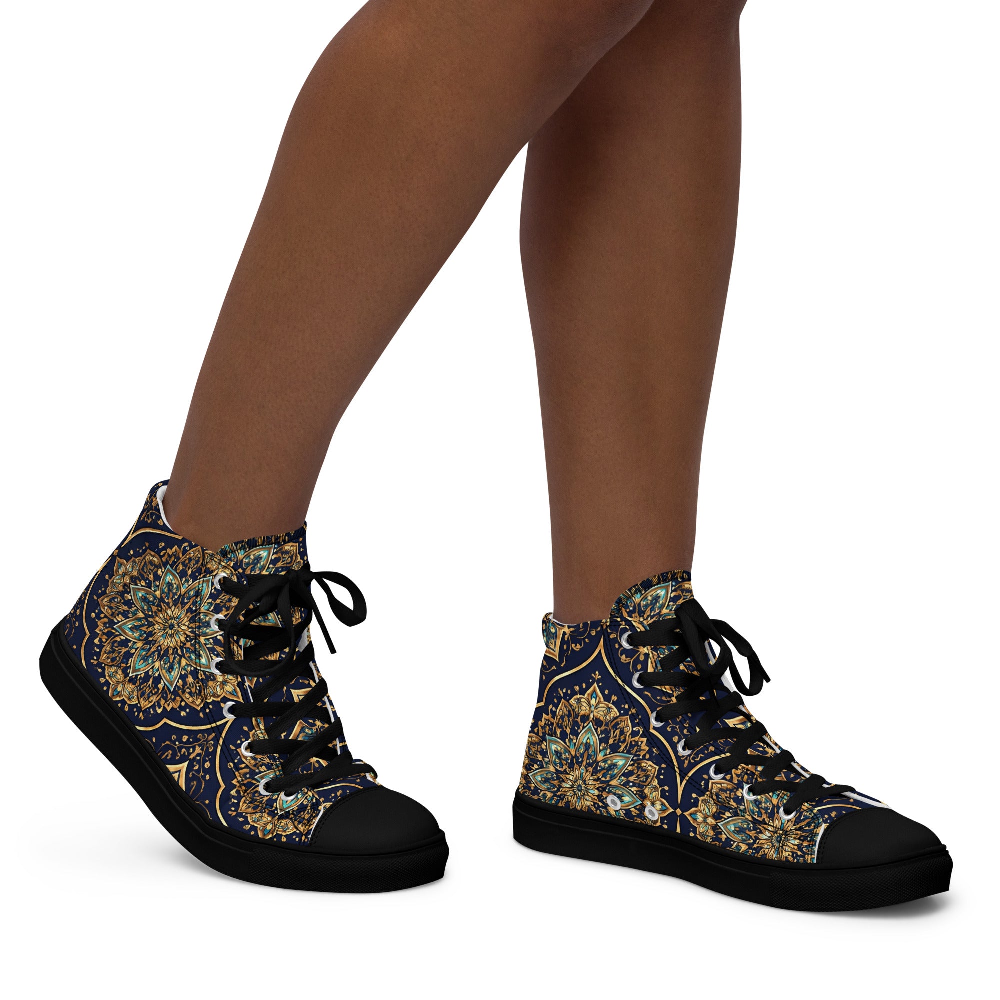 Women’s high top canvas shoes - Luxury Circle High Top Canvas – Elegant Symmetrical Pattern Women's Shoes by printfluence.net