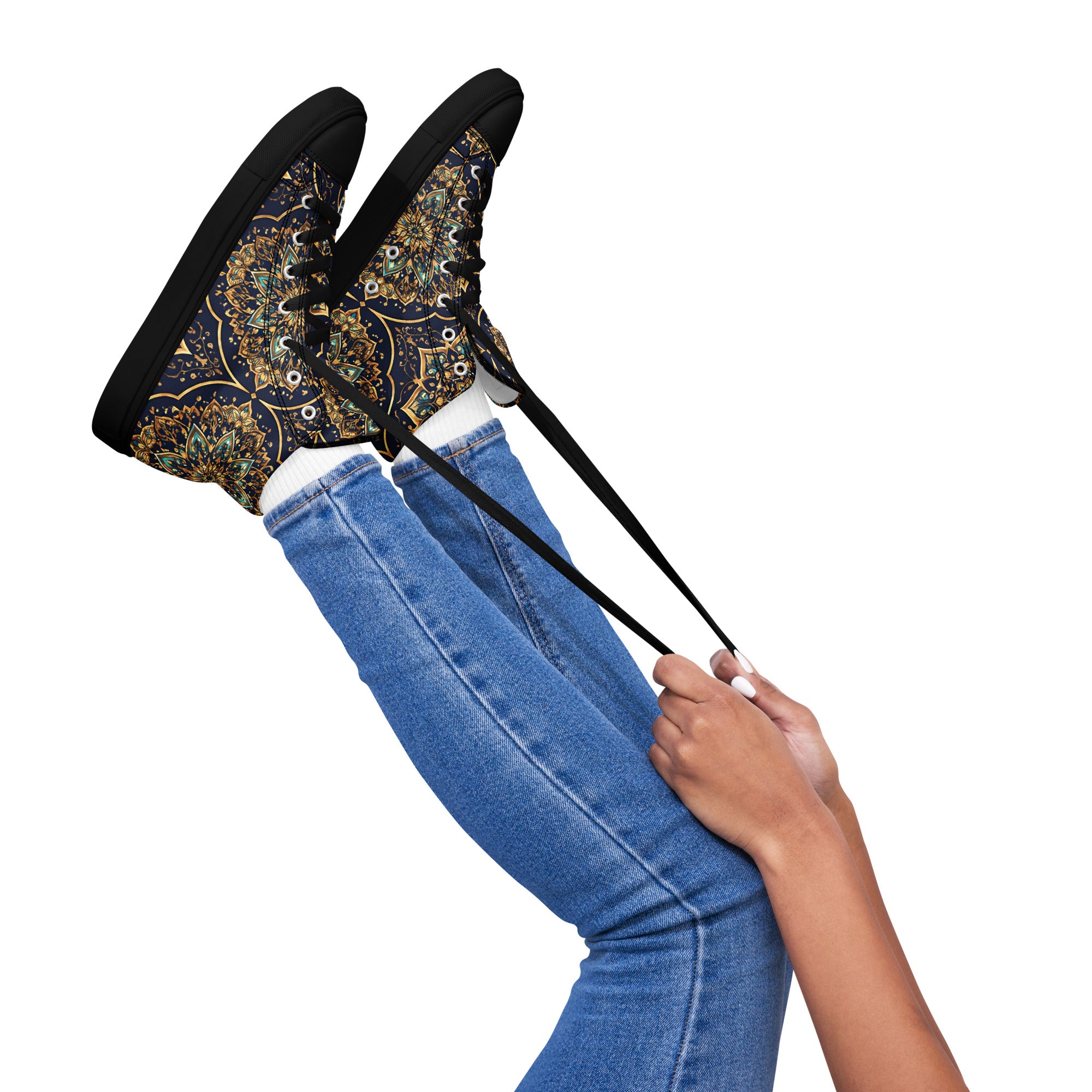Women’s high top canvas shoes - Luxury Circle High Top Canvas – Elegant Symmetrical Pattern Women's Shoes by printfluence.net