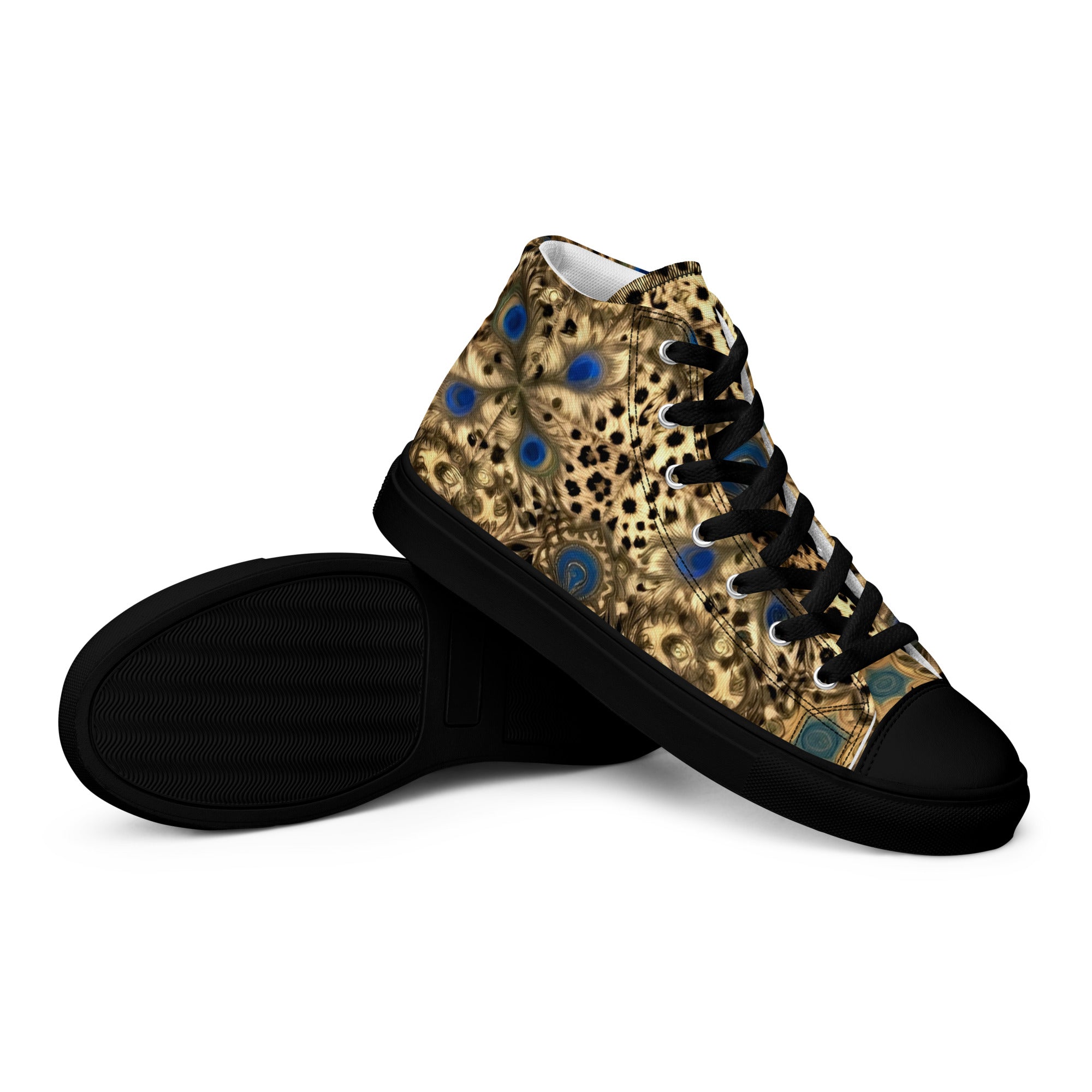 Women’s high top canvas shoes - Enchanted Leopard & Peacock High Top Canvas Shoes – Bold Exotic Fashion by printfluence.net
