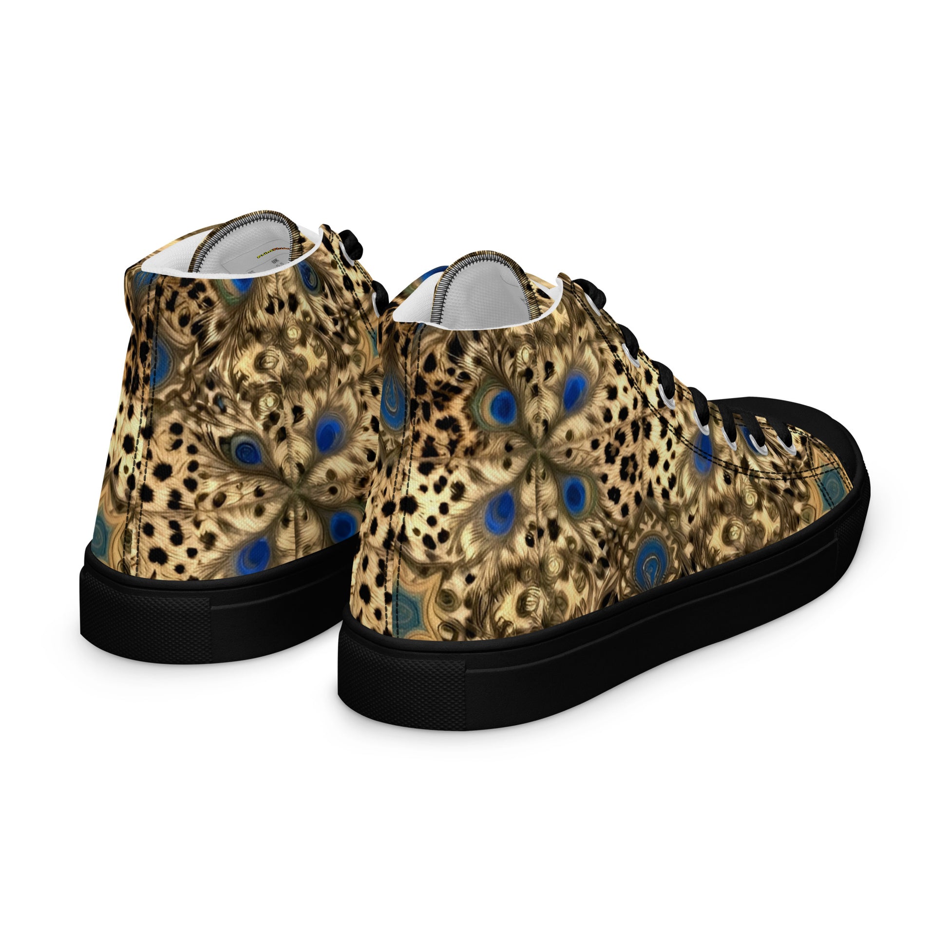Women’s high top canvas shoes - Enchanted Leopard & Peacock High Top Canvas Shoes – Bold Exotic Fashion by printfluence.net