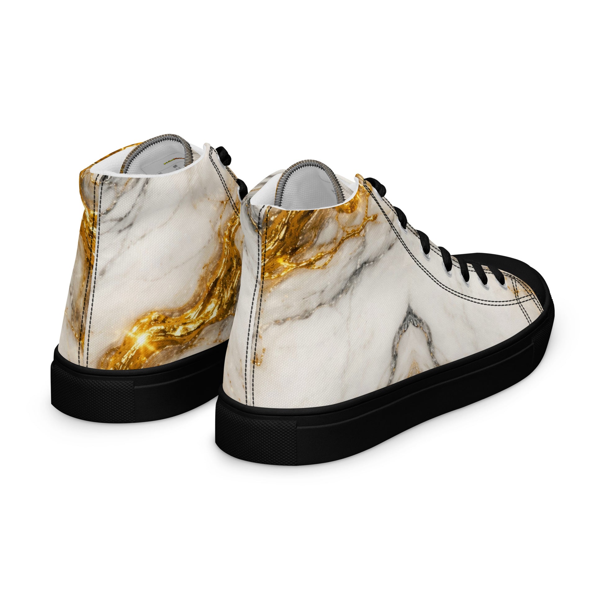 Women’s high top canvas shoes - Gold Vein Marble High Tops – Women's Luxe Marble Canvas Sneakers by printfluence.net