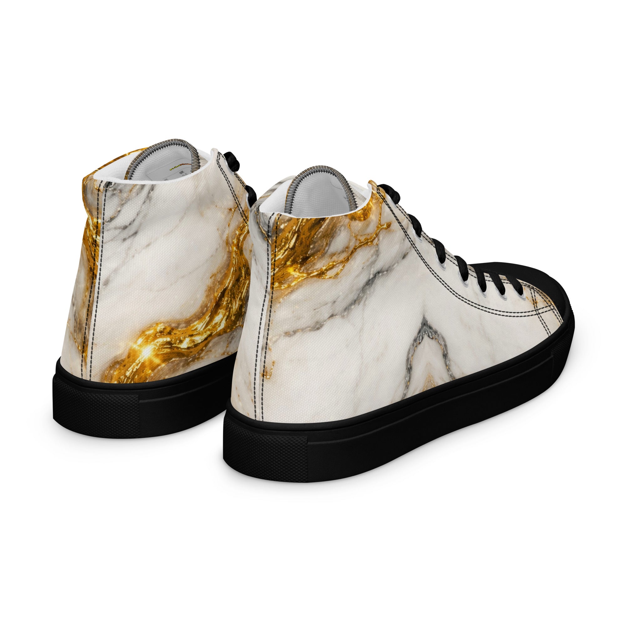 Women’s high top canvas shoes - Gold Vein Marble High Tops – Women's Luxe Marble Canvas Sneakers by printfluence.net