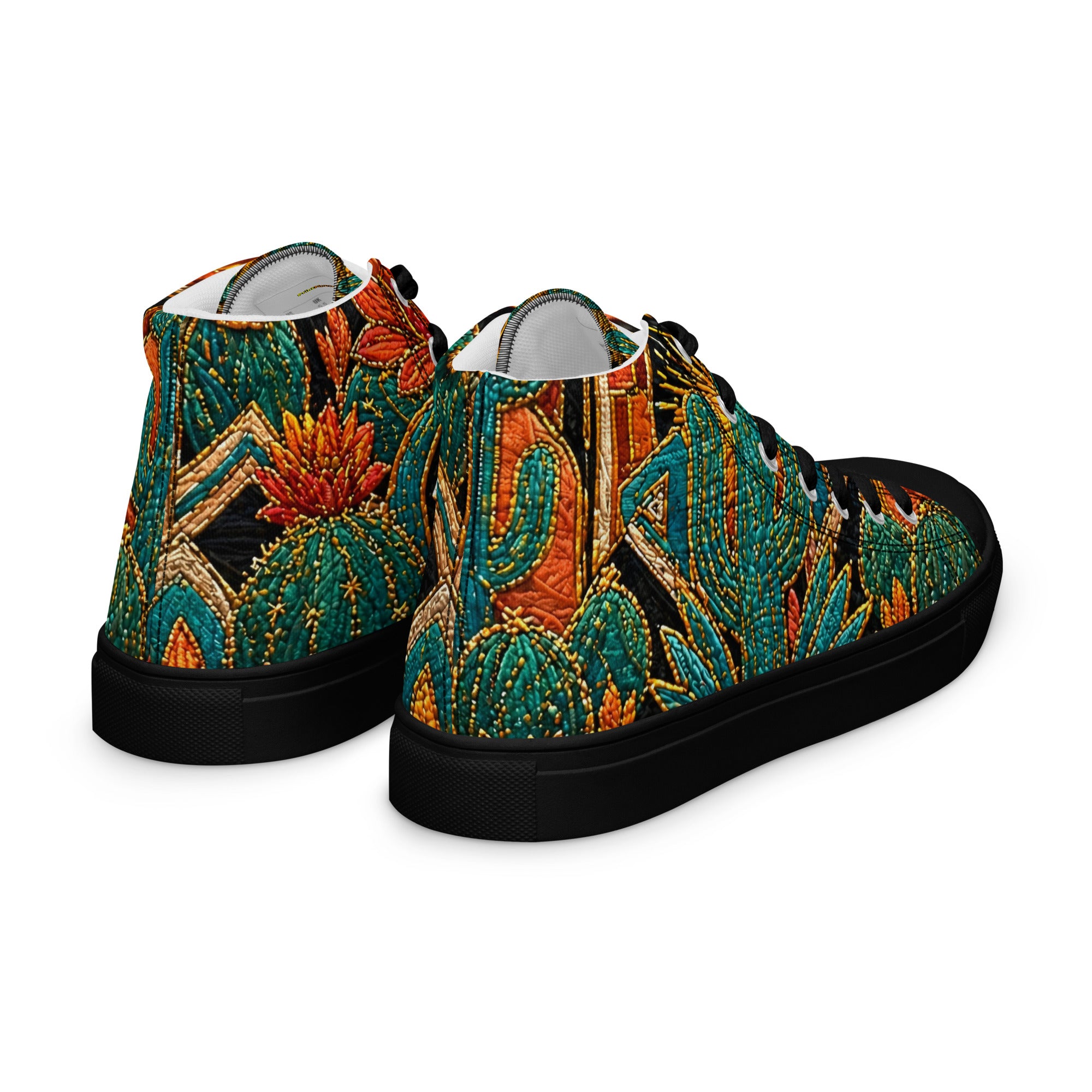 Women’s high top canvas shoes - Desert Oasis: Women’s High Top Canvas Shoes - Southwestern Cactus & Floral Art by printfluence.net