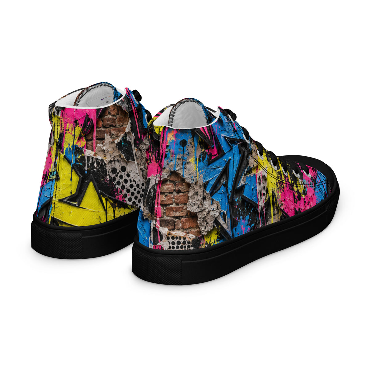 Heritage Bloom Lovers | Women’s High-Top Canvas Shoes — Vibrant Urban Graffiti Art and Streetwear Paint Drip Pattern by printfluence