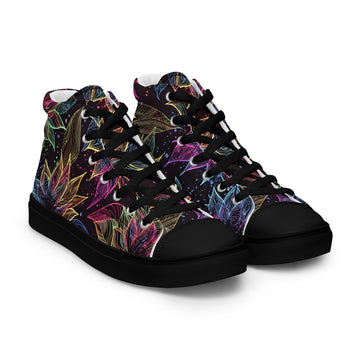 Women’s high top canvas shoes - Neon Lotus High Top Canvas Shoes – Glowing Floral Women's Sneakers by printfluence.net