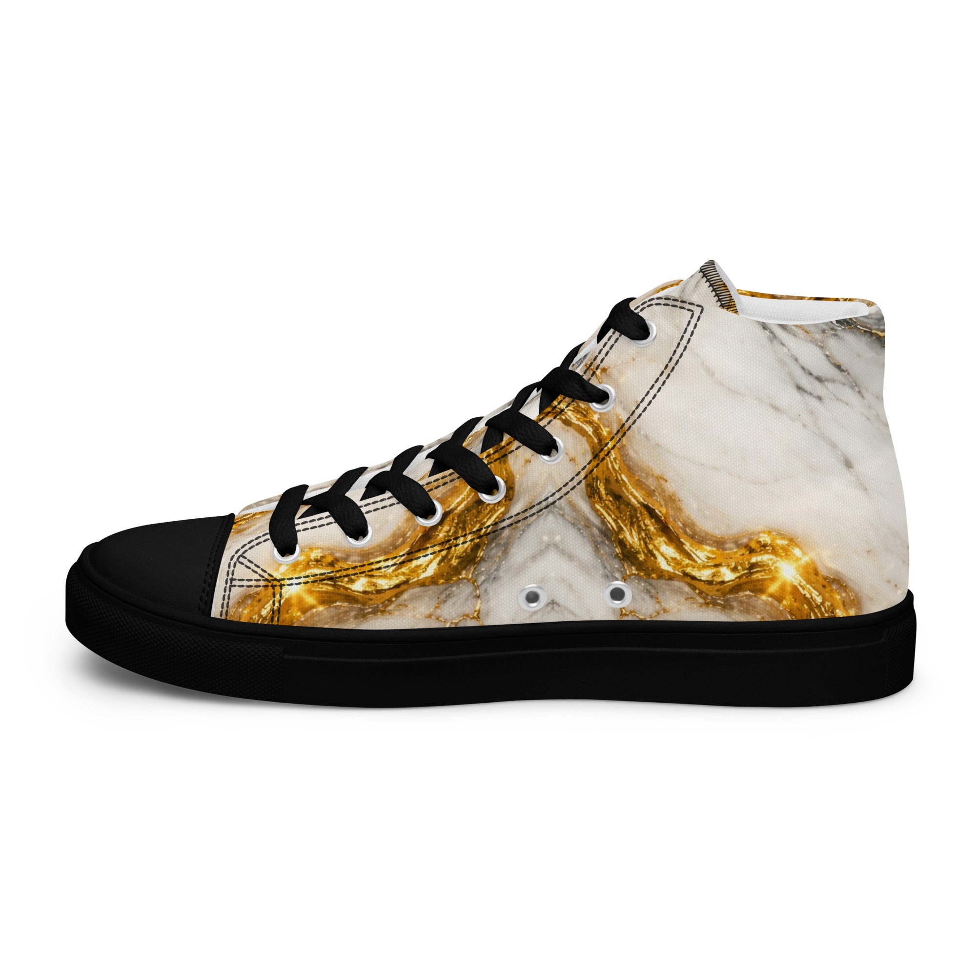 Women’s high top canvas shoes - Gold Vein Marble High Tops – Women's Luxe Marble Canvas Sneakers by printfluence.net