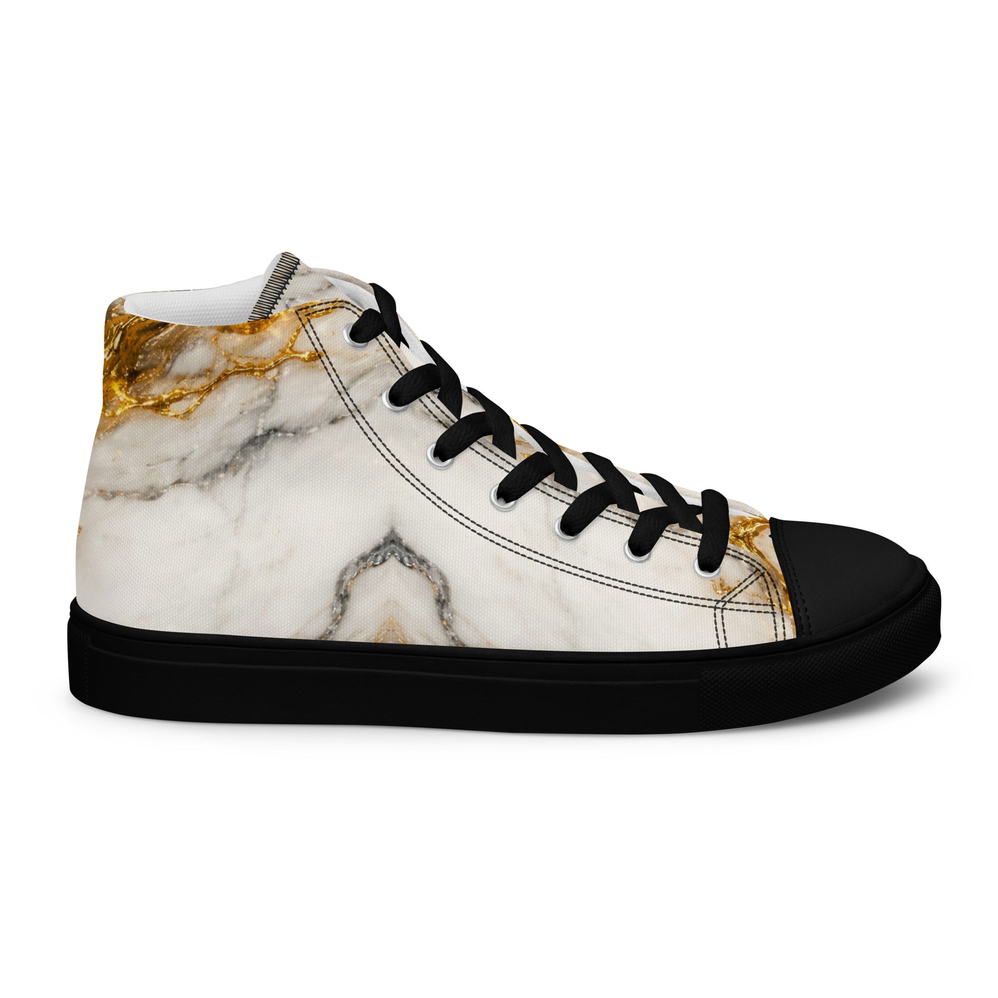 Women’s high top canvas shoes - Gold Vein Marble High Tops – Women's Luxe Marble Canvas Sneakers by printfluence.net