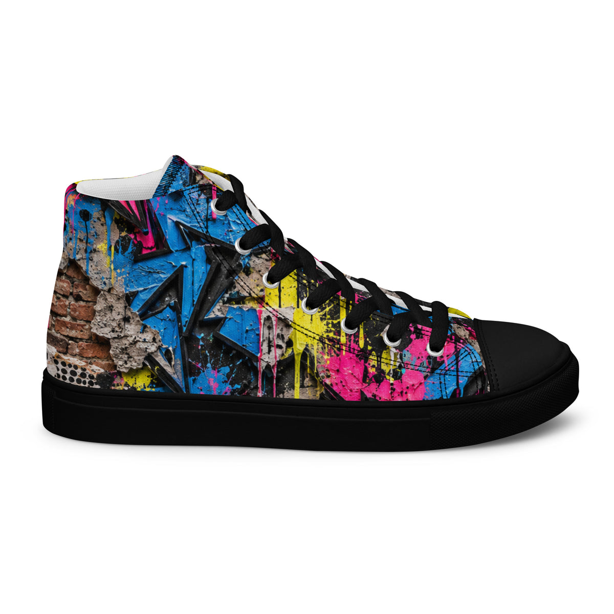 Heritage Bloom Lovers | Women’s High-Top Canvas Shoes — Vibrant Urban Graffiti Art and Streetwear Paint Drip Pattern by printfluence
