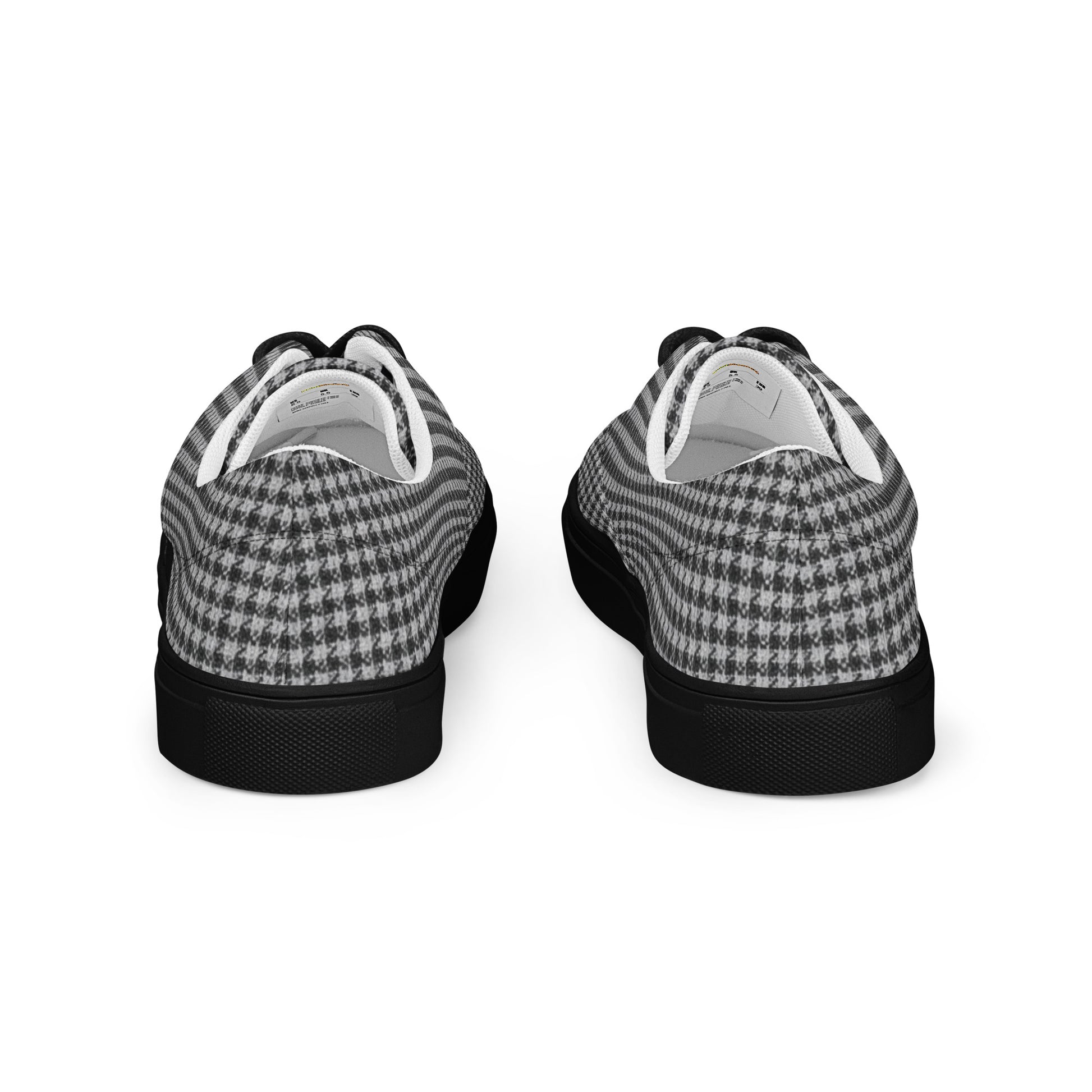 Women’s lace-up canvas shoes - Chic Monochrome: Women’s Lace-Up Canvas Shoes - Classic Black & White Houndstooth by printfluence.net