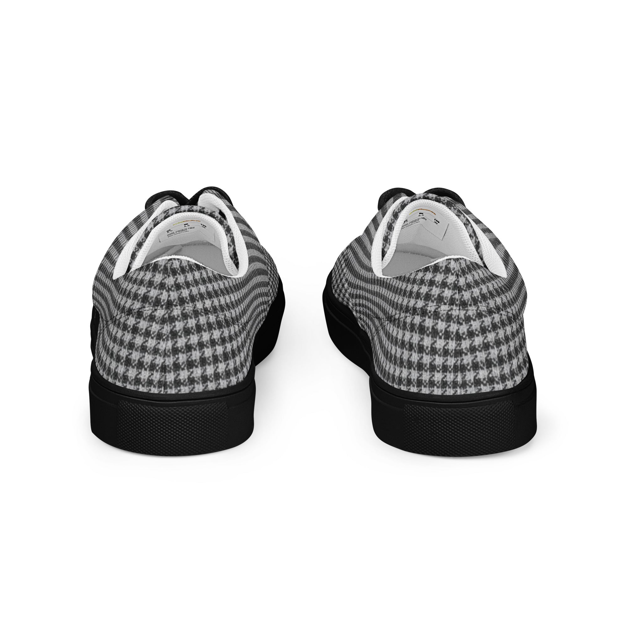 Women’s lace-up canvas shoes - Chic Monochrome: Women’s Lace-Up Canvas Shoes - Classic Black & White Houndstooth by printfluence.net