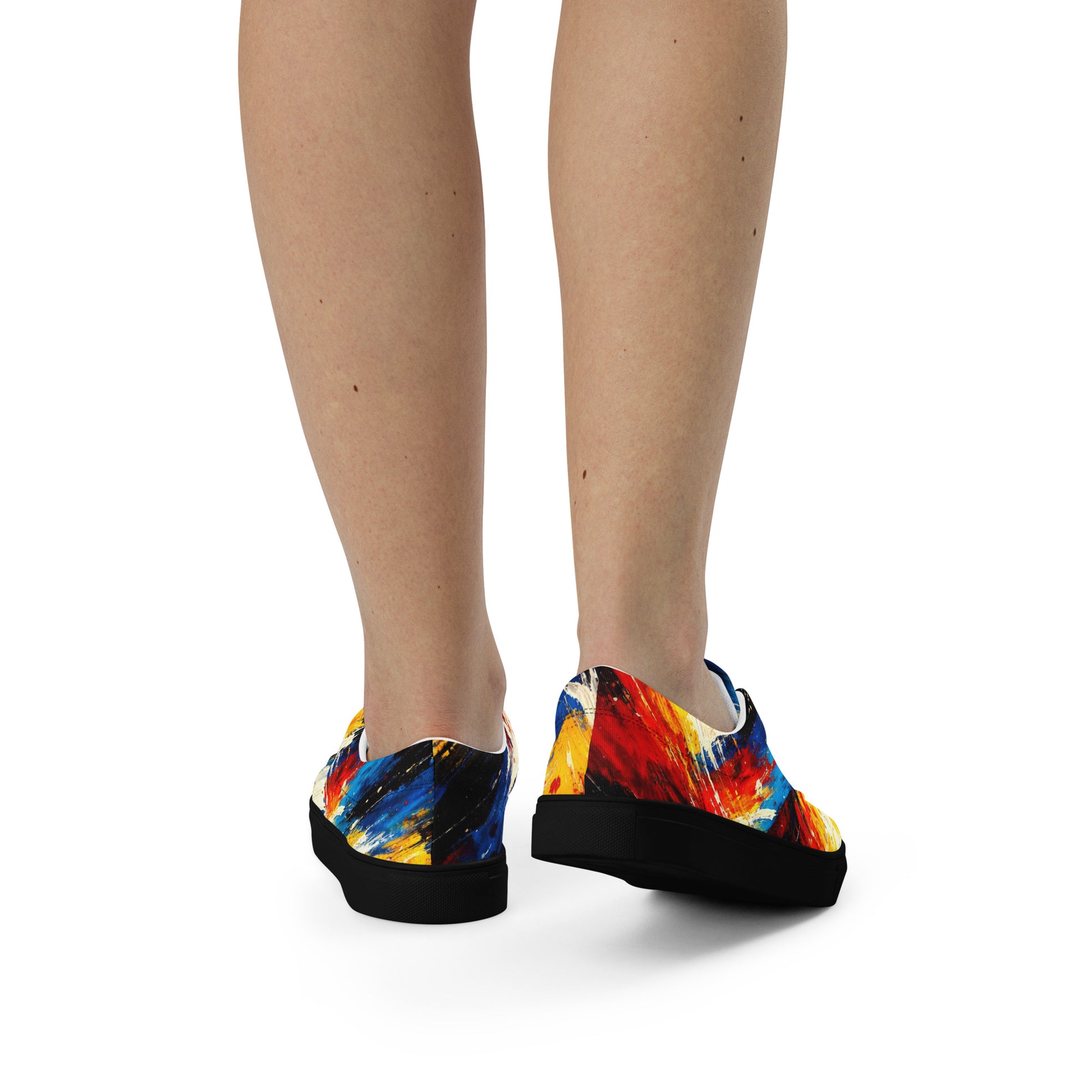 Women’s lace-up canvas shoes - Cosmic Burst: Women’s Lace-Up Canvas Shoes - Vibrant Abstract Art Explosion by printfluence.net