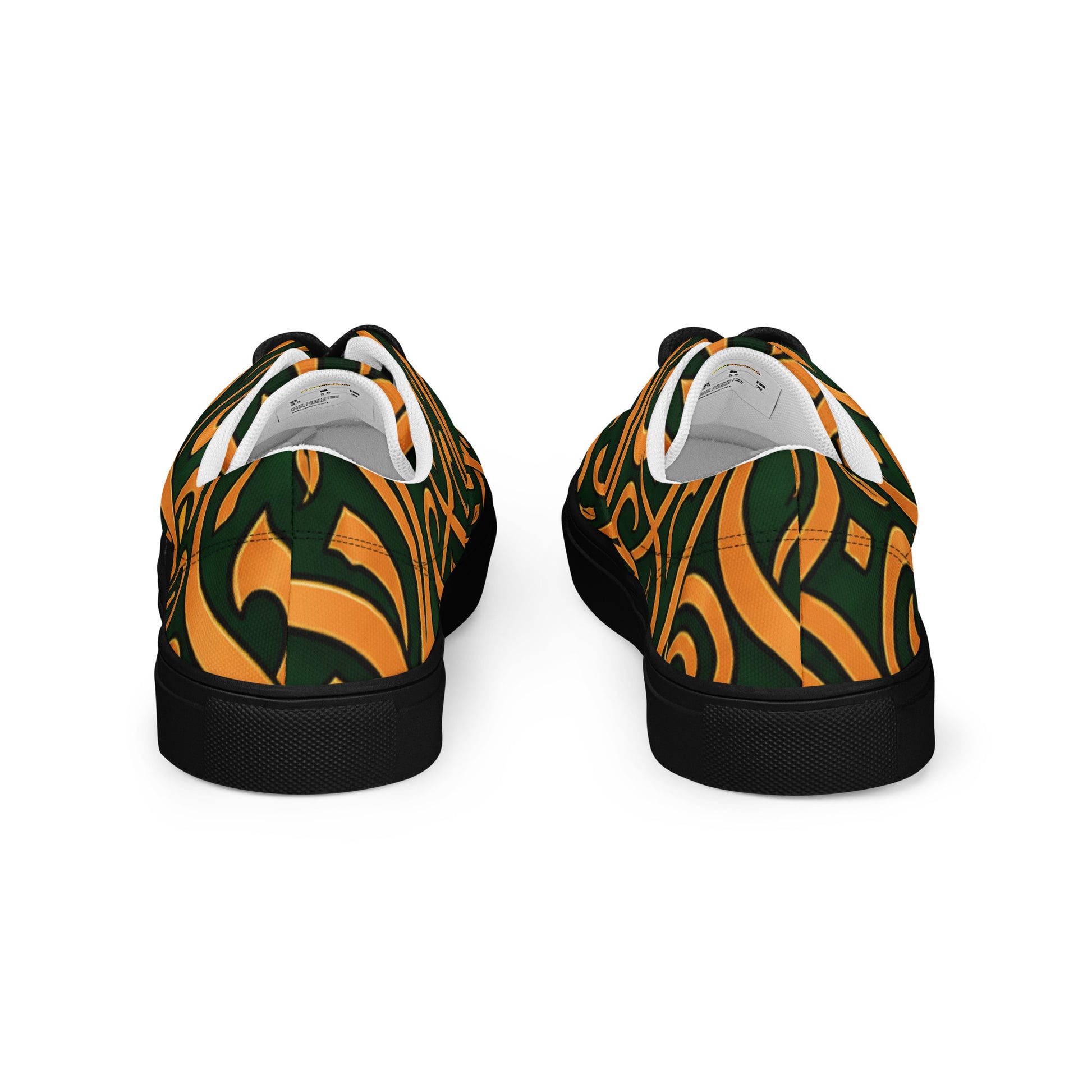 Women’s lace-up canvas shoes - Emerald Calligraphy: Women’s Lace-Up Canvas Shoes - Elegant Arabic Script Art by printfluence.net