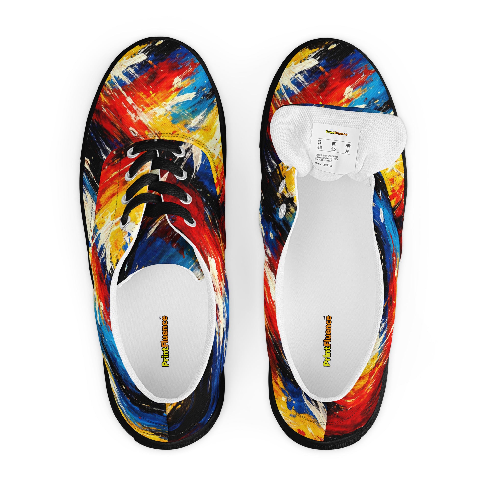 Women’s lace-up canvas shoes - Cosmic Burst: Women’s Lace-Up Canvas Shoes - Vibrant Abstract Art Explosion by printfluence.net