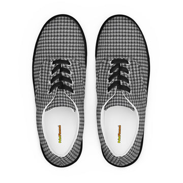 Women’s lace-up canvas shoes - Chic Monochrome: Women’s Lace-Up Canvas Shoes - Classic Black & White Houndstooth by printfluence.net