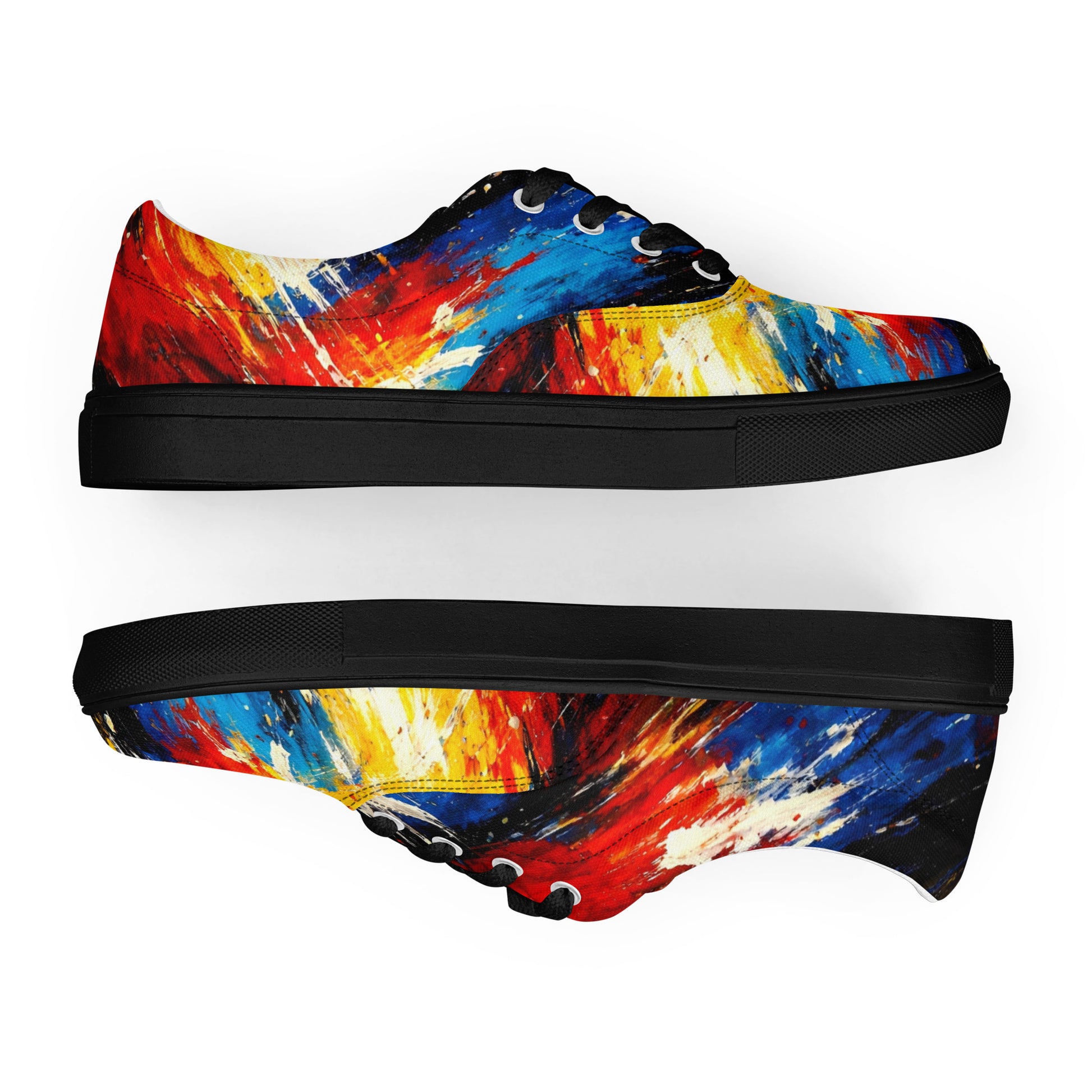 Women’s lace-up canvas shoes - Cosmic Burst: Women’s Lace-Up Canvas Shoes - Vibrant Abstract Art Explosion by printfluence.net