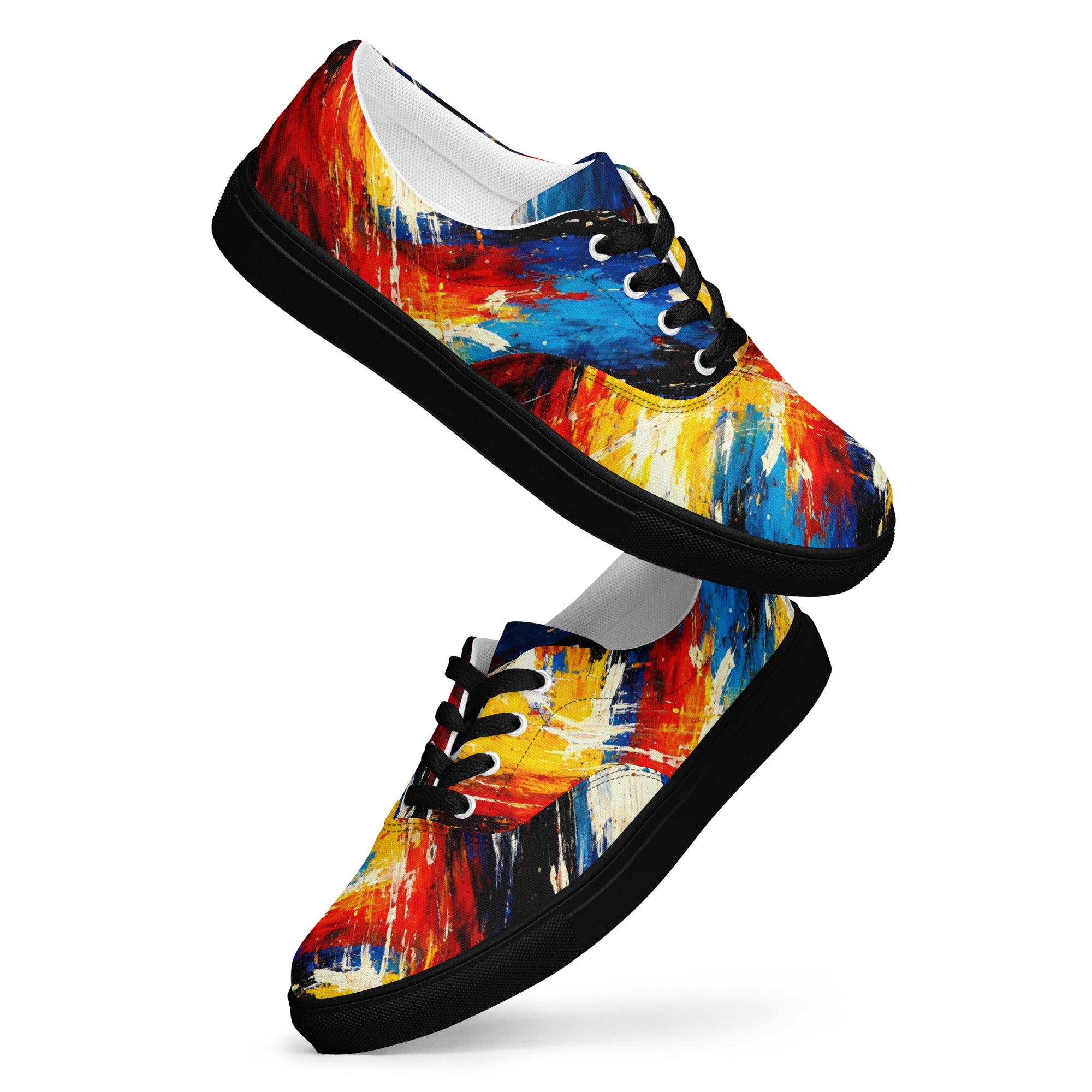 Women’s lace-up canvas shoes - Cosmic Burst: Women’s Lace-Up Canvas Shoes - Vibrant Abstract Art Explosion by printfluence.net