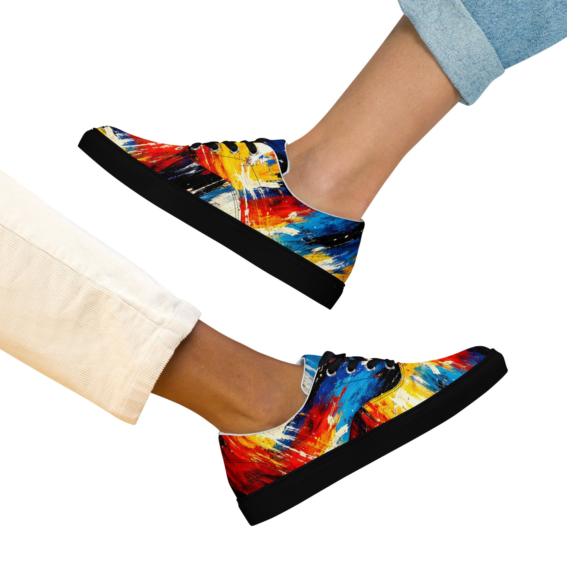 Women’s lace-up canvas shoes - Cosmic Burst: Women’s Lace-Up Canvas Shoes - Vibrant Abstract Art Explosion by printfluence.net