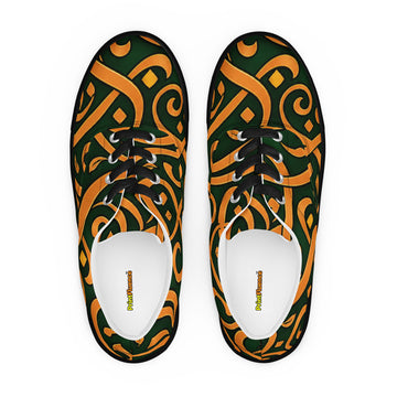 Women’s lace-up canvas shoes - Emerald Calligraphy: Women’s Lace-Up Canvas Shoes - Elegant Arabic Script Art by printfluence.net