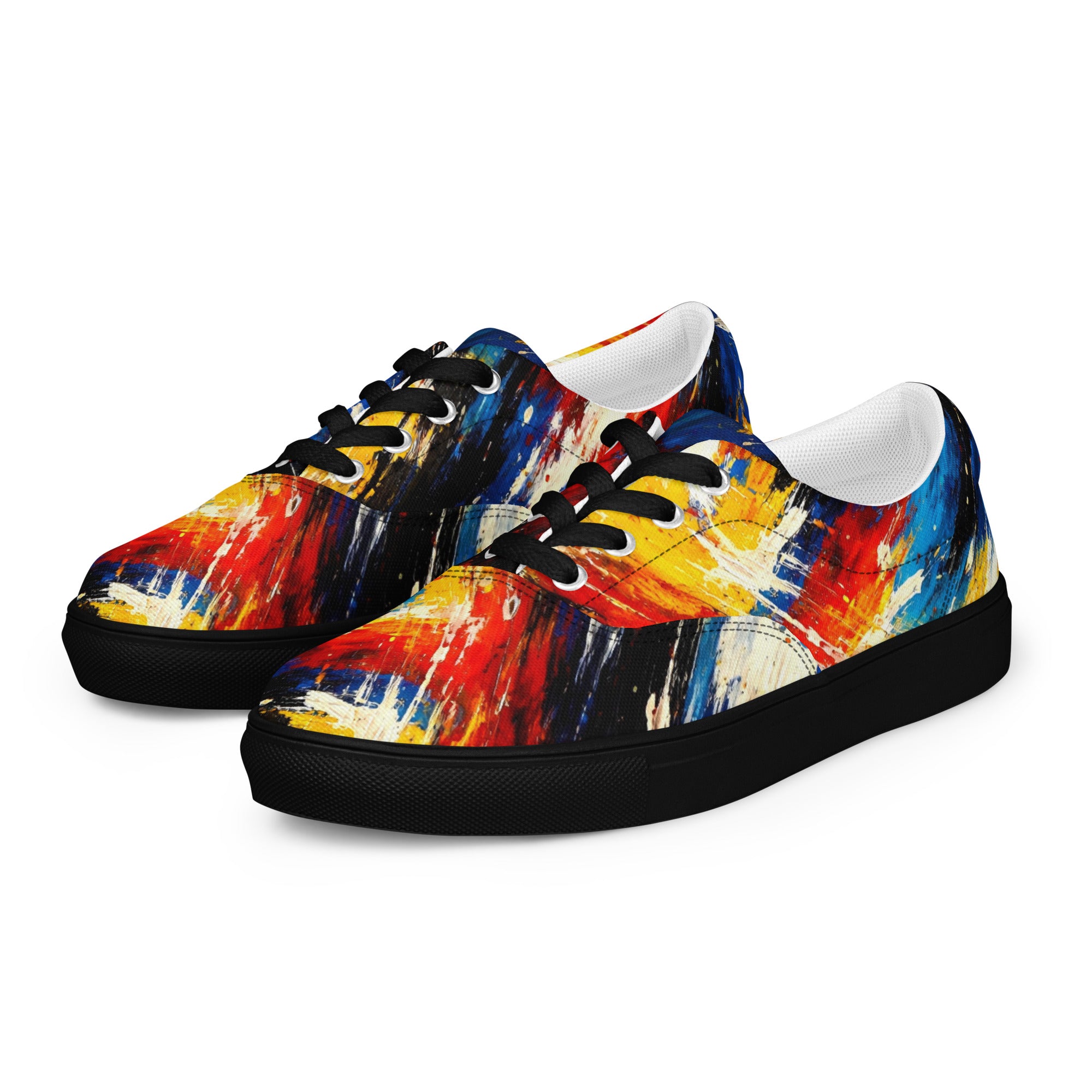 Women’s lace-up canvas shoes - Cosmic Burst: Women’s Lace-Up Canvas Shoes - Vibrant Abstract Art Explosion by printfluence.net