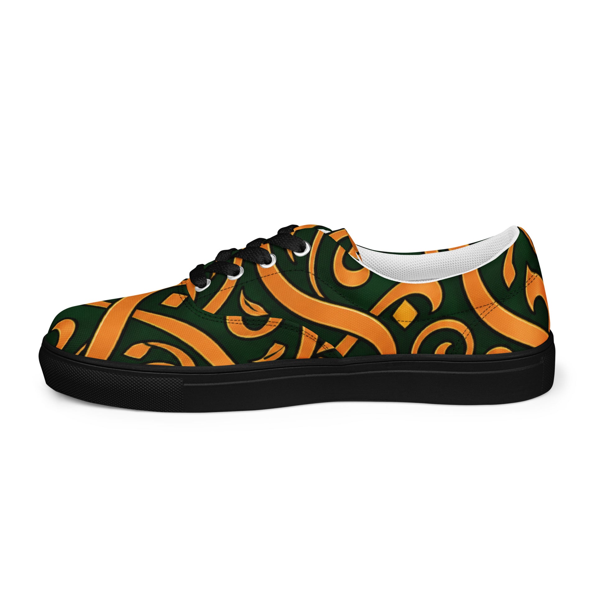 Women’s lace-up canvas shoes - Emerald Calligraphy: Women’s Lace-Up Canvas Shoes - Elegant Arabic Script Art by printfluence.net