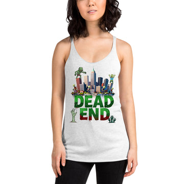 Women's Racerback Tank - Dead End Zombie City Racerback Tank – Apocalypse Edge for Elite Survivors by printfluence.net