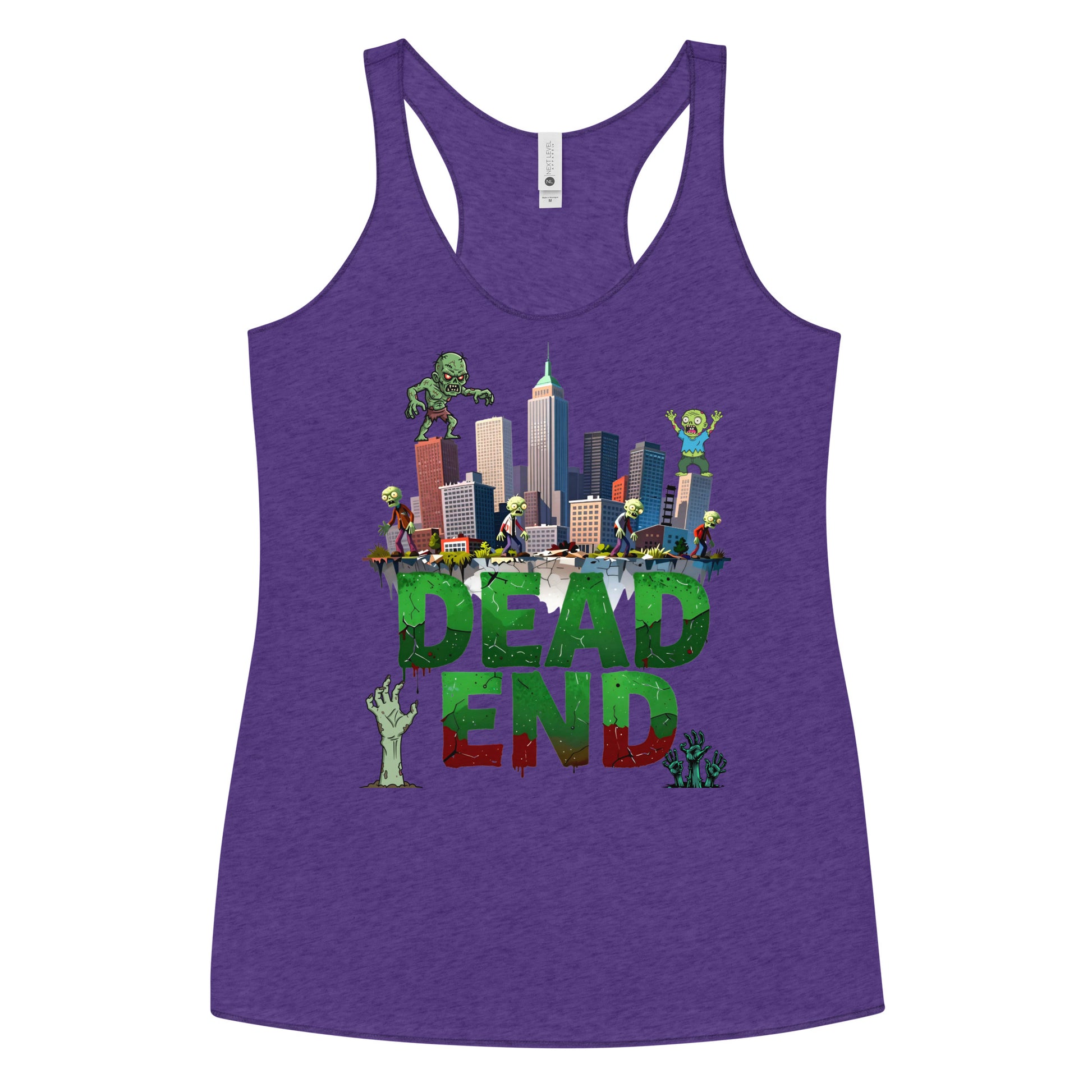 Women's Racerback Tank - Dead End Zombie City Racerback Tank – Apocalypse Edge for Elite Survivors by printfluence.net